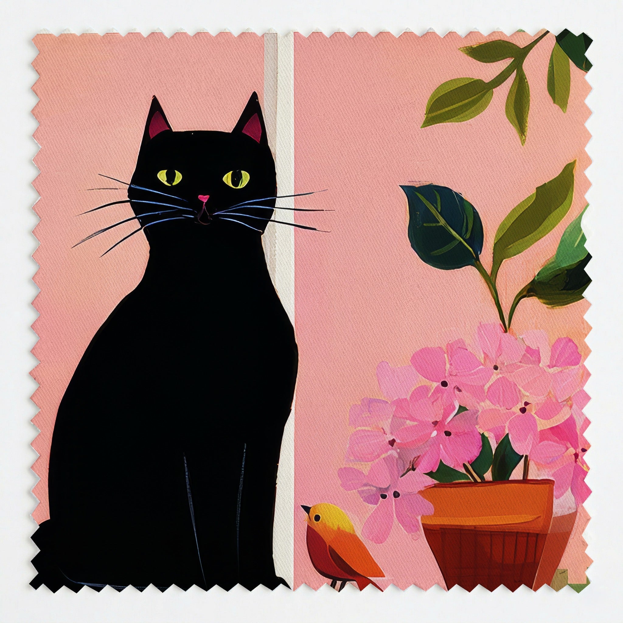 Black Cat in the City - Fabric - Linen Rowe