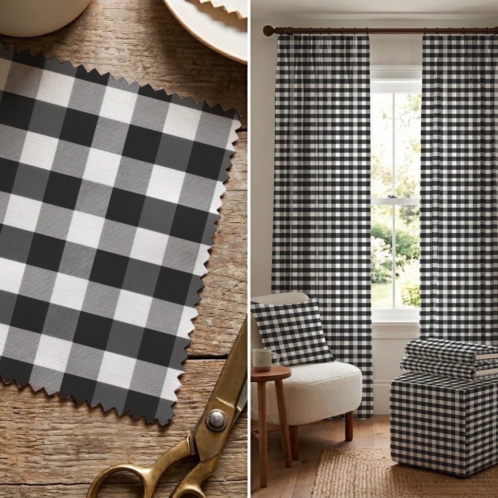 Black Gingham - Fabric - Linen Rowe