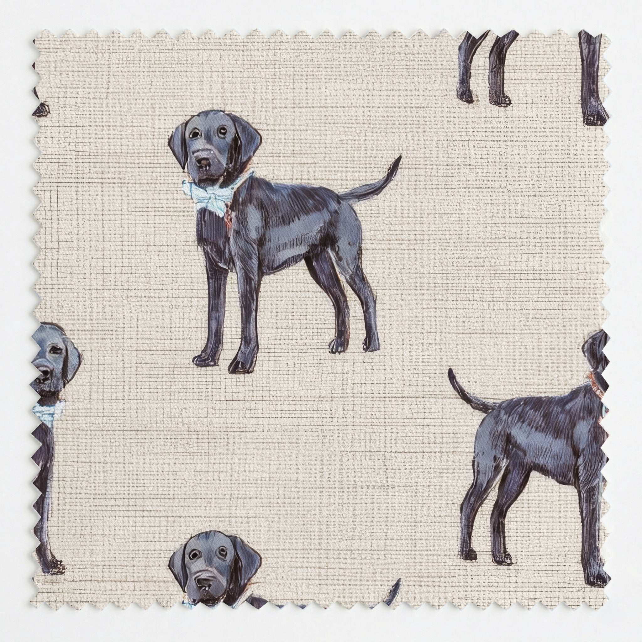 Black Lab Ditsy Cream - Fabric - Linen Rowe
