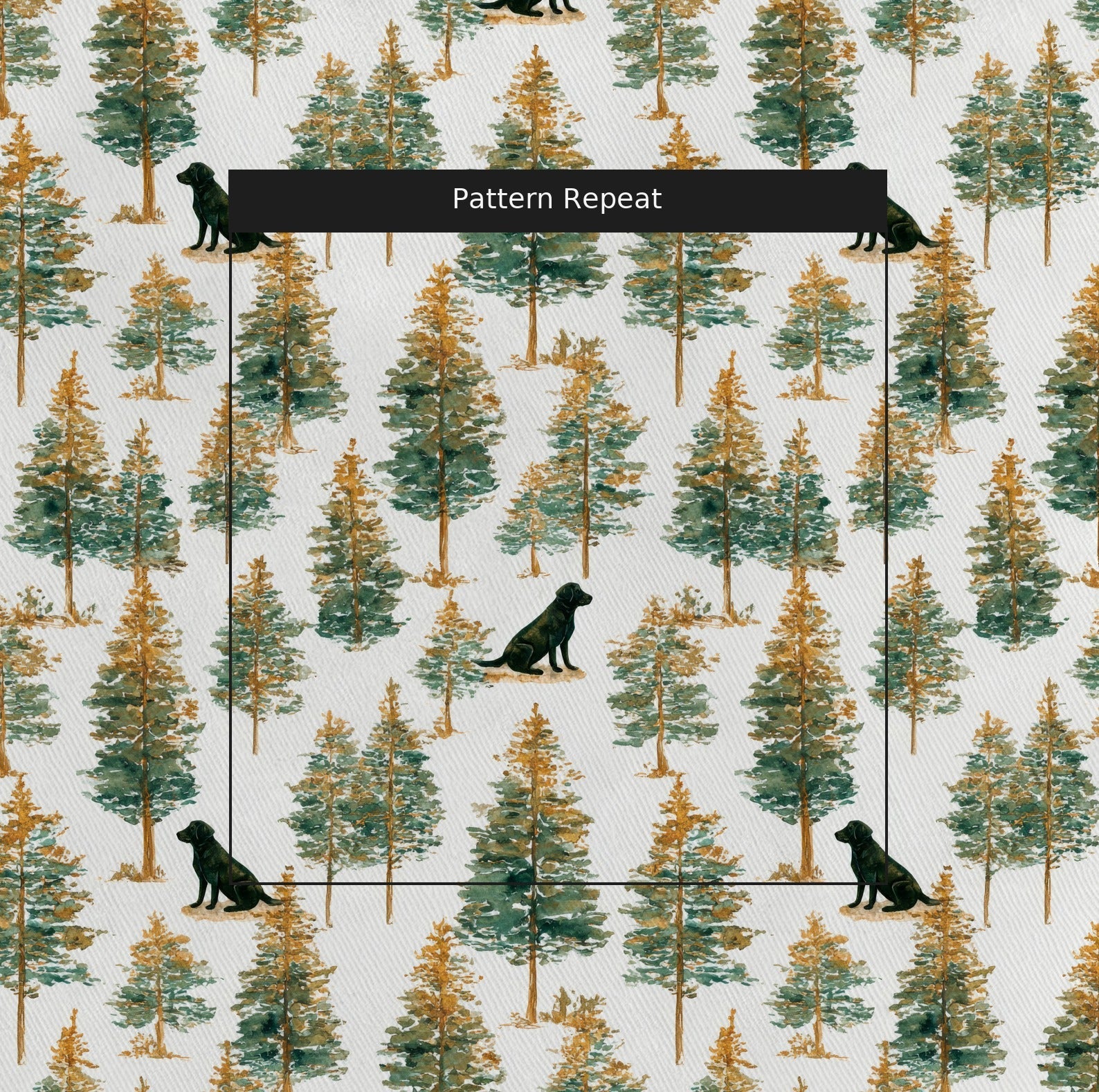 Black Lab Evergreen Grove - Fabric - Linen Rowe