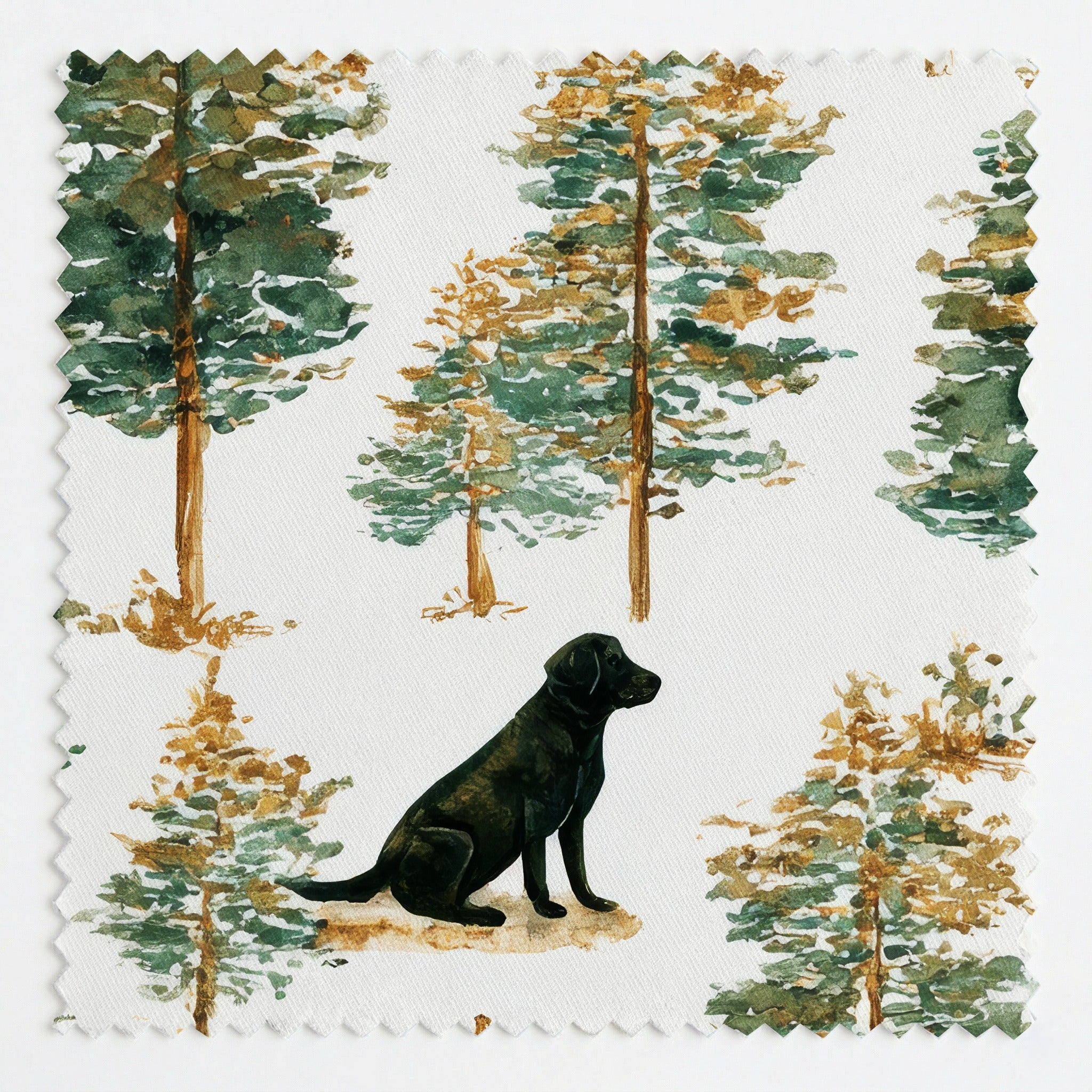 Black Lab Evergreen Grove - Fabric - Linen Rowe