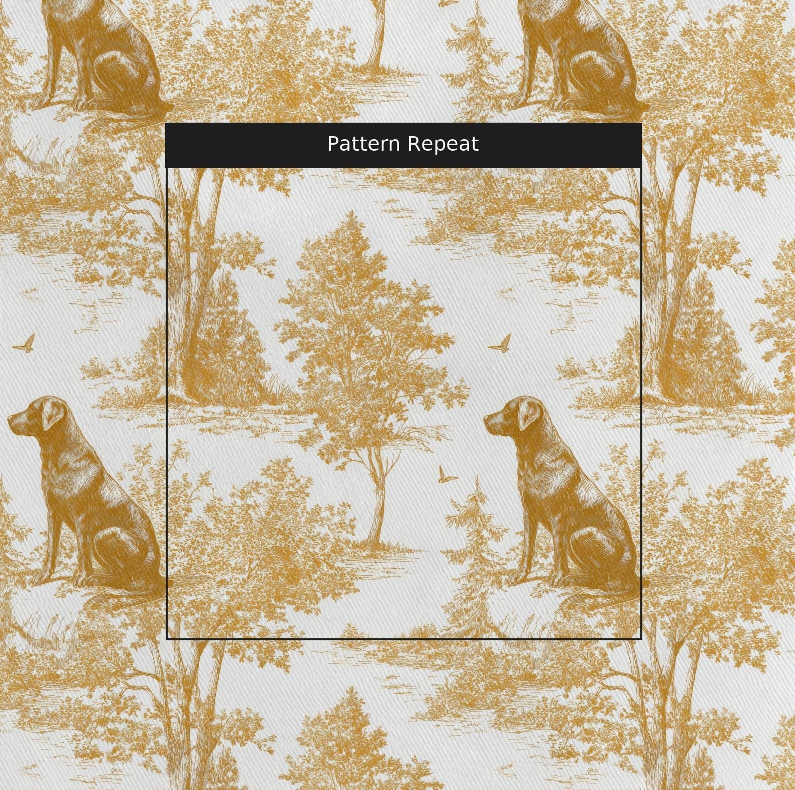 Black Lab Forest Toile - Fabric - Linen Rowe