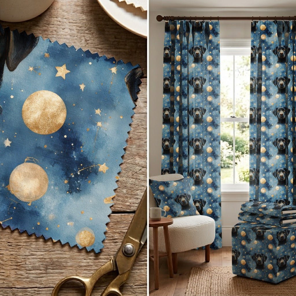 Black Lab Outer Space - Fabric - Linen Rowe