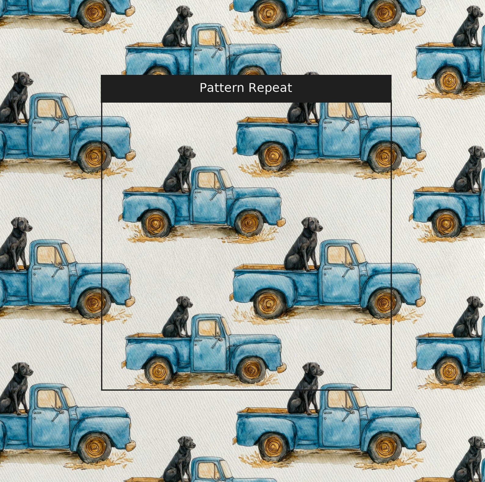 Black Lab Sunday Drive - Fabric - Linen Rowe