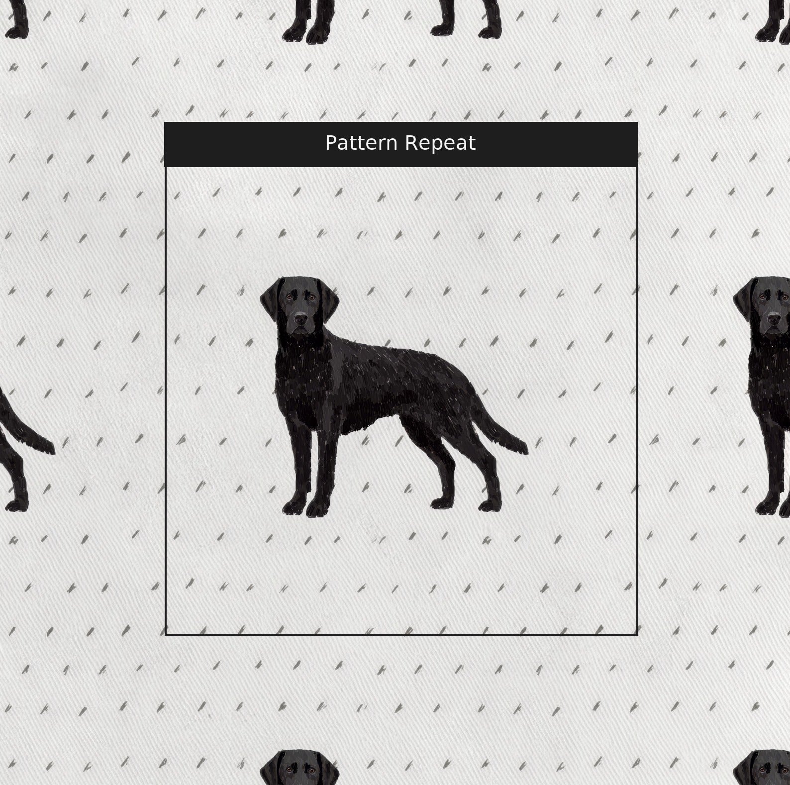 Black Labrador Time - Fabric - Linen Rowe