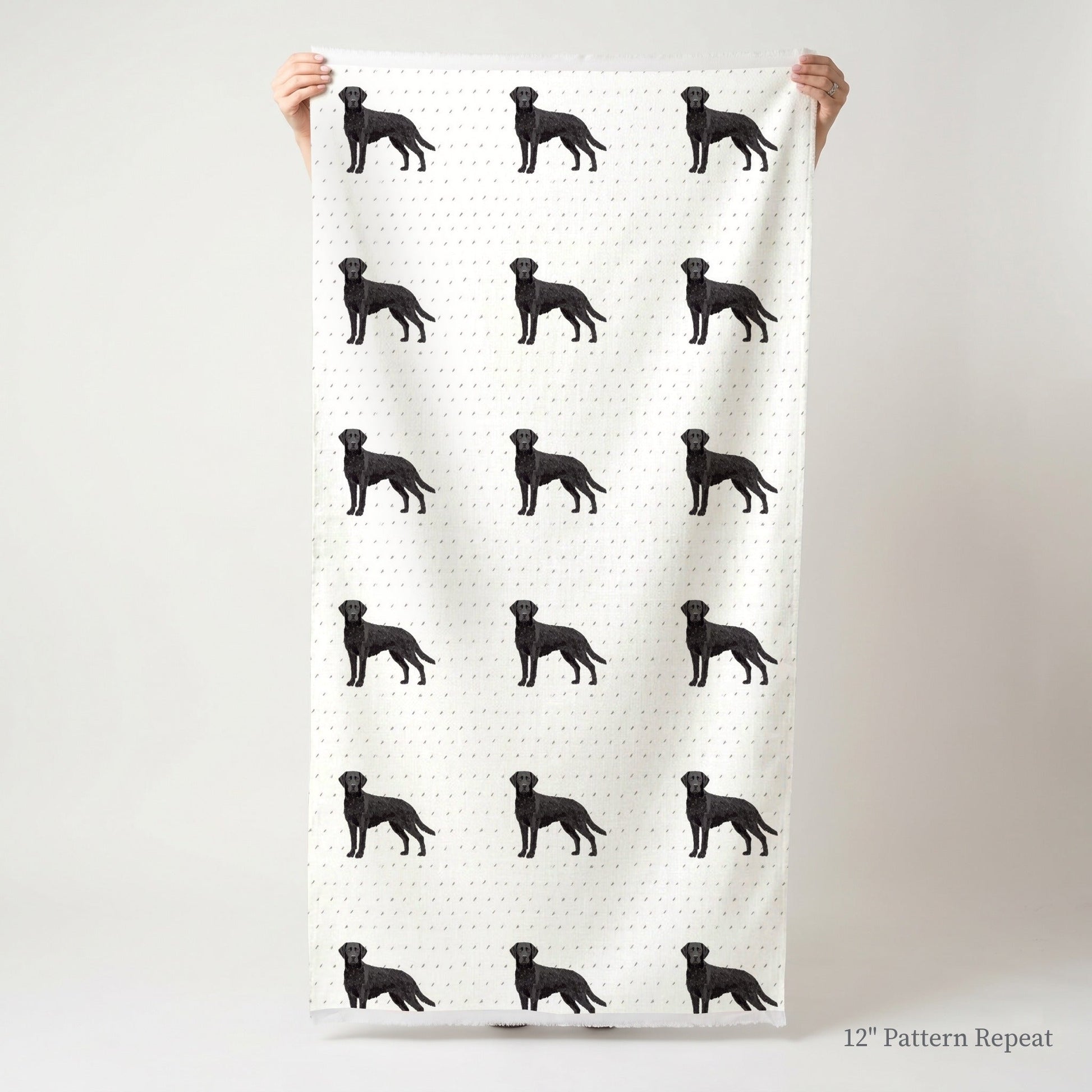 Black Labrador Time - Fabric - Linen Rowe