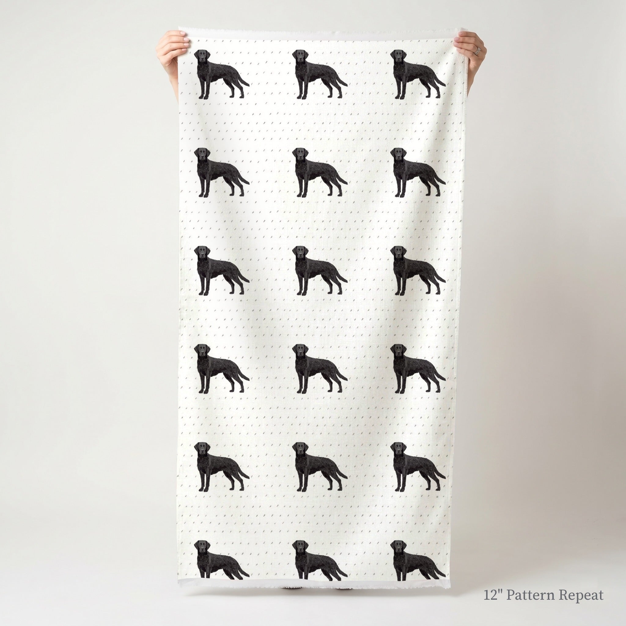 Black Labrador Time - Fabric - Linen Rowe