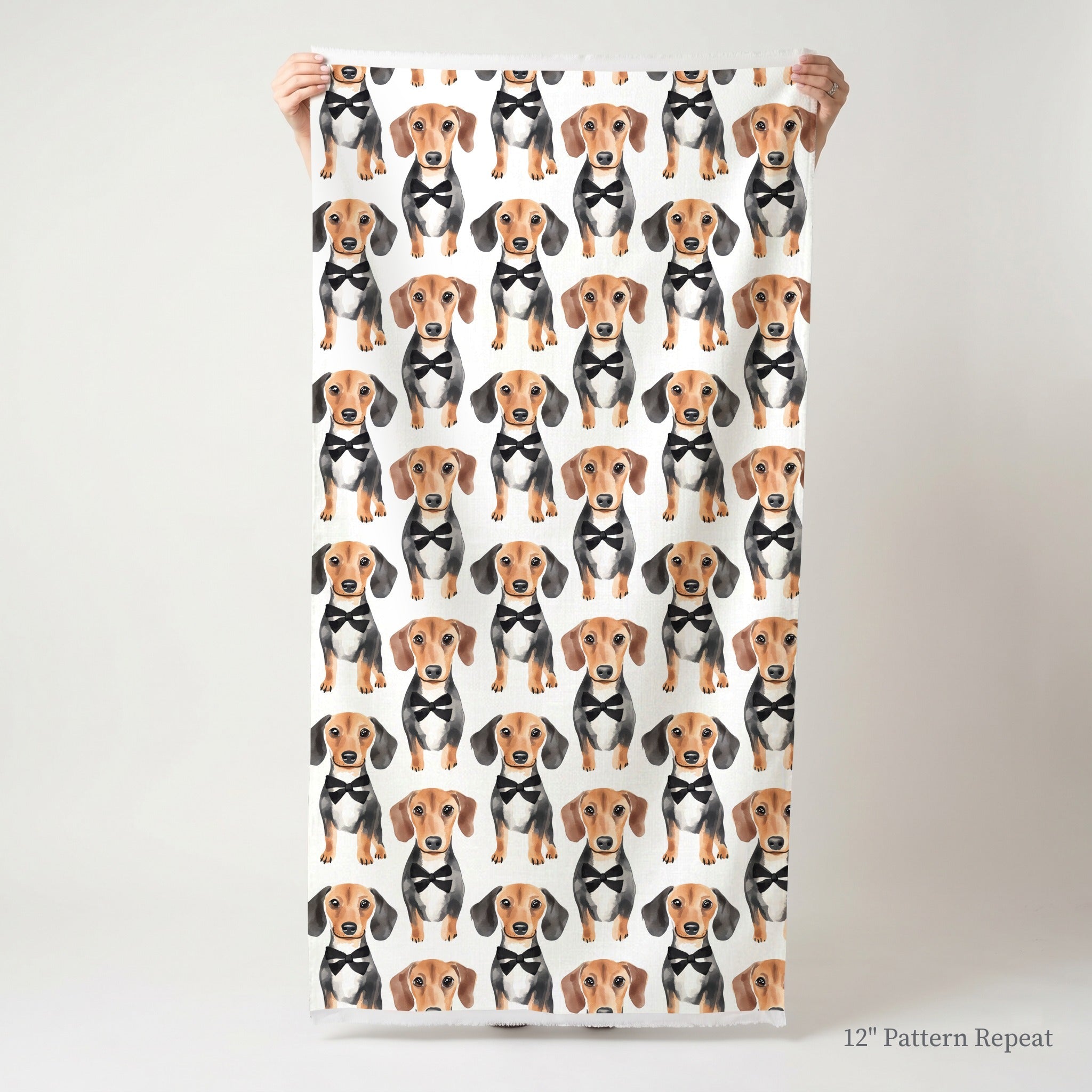 Black Tie Dachshund - Fabric - Linen Rowe