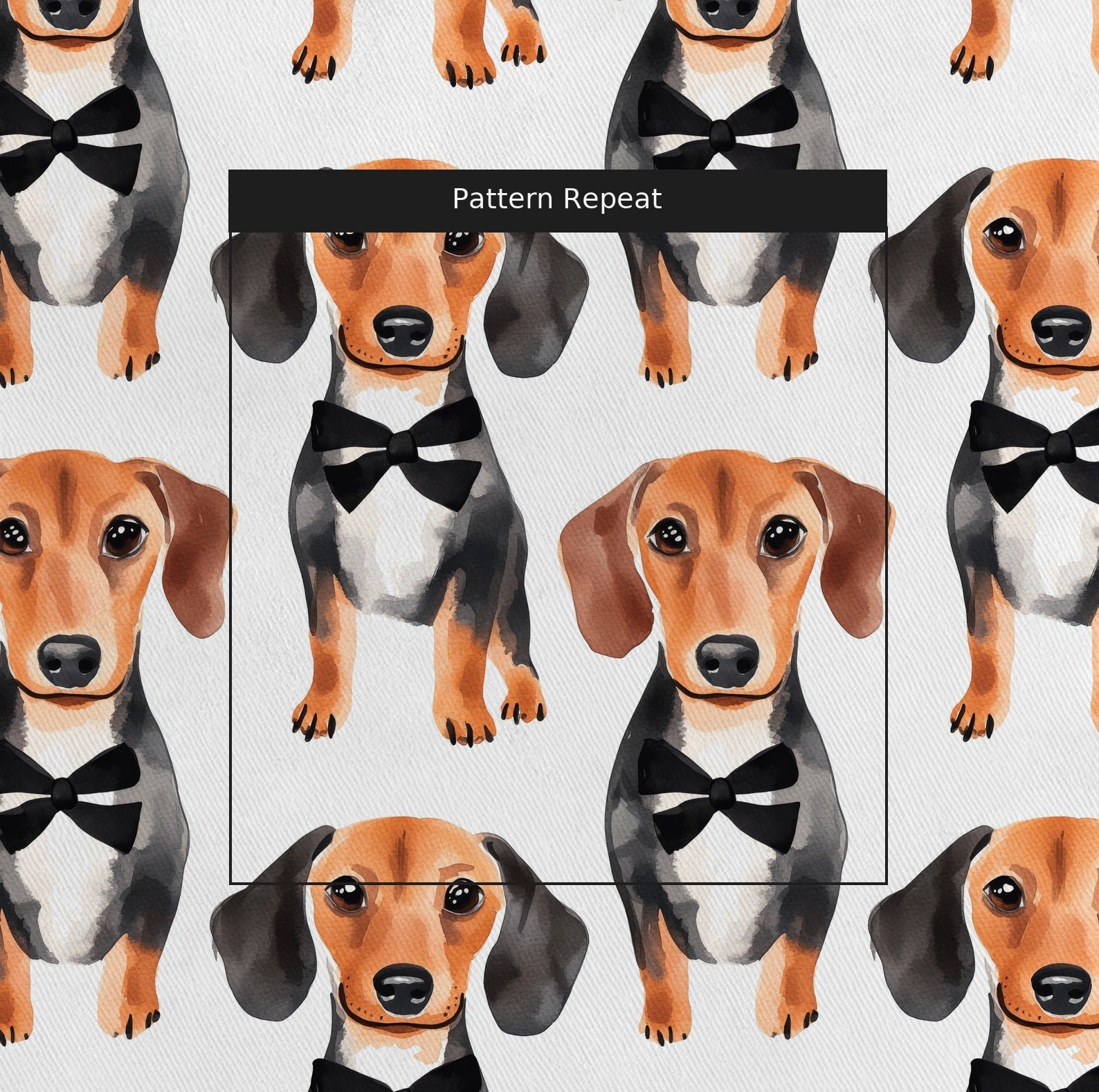 Black Tie Dachshund - Fabric - Linen Rowe