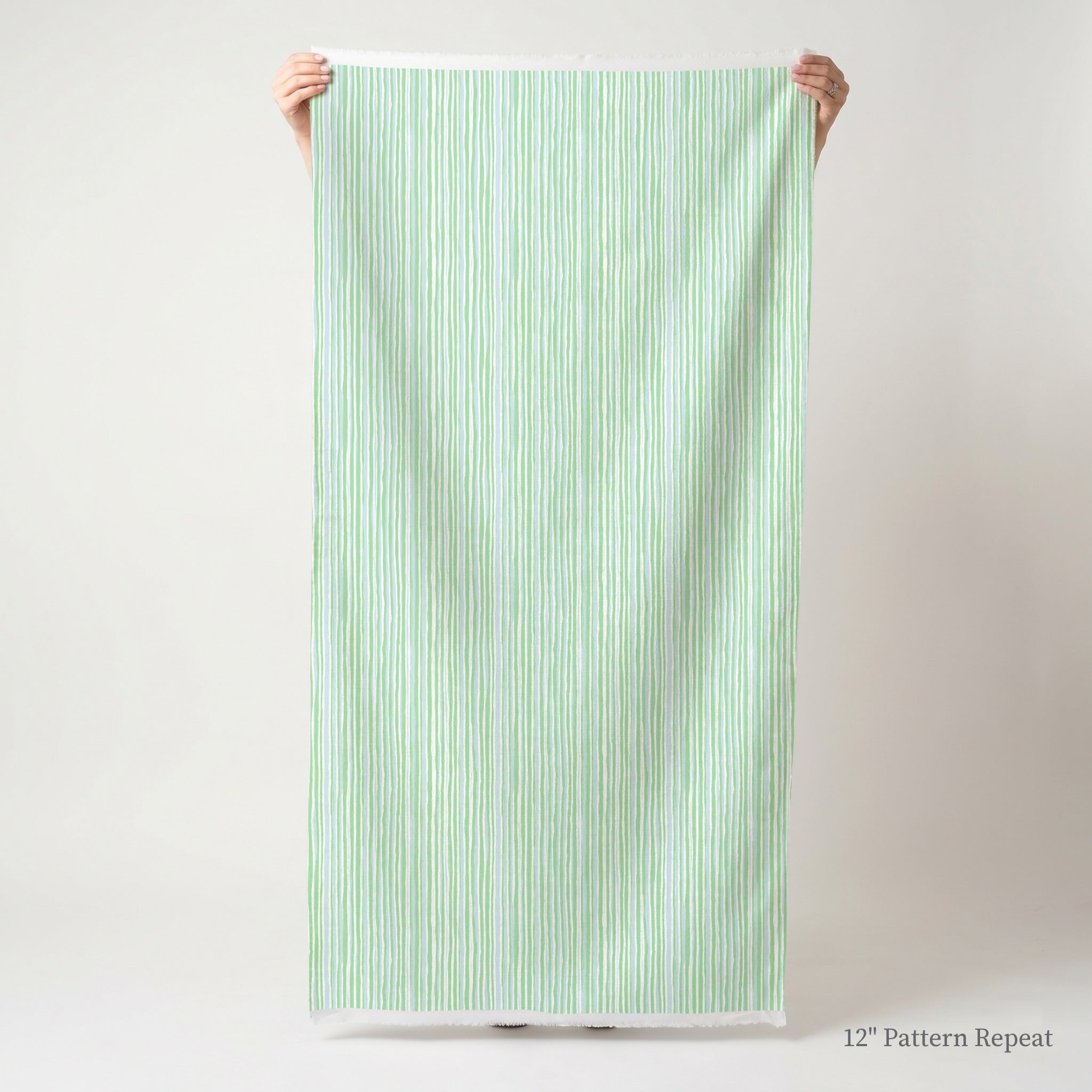 Blue And Sea Green Stripes - Fabric - Linen Rowe