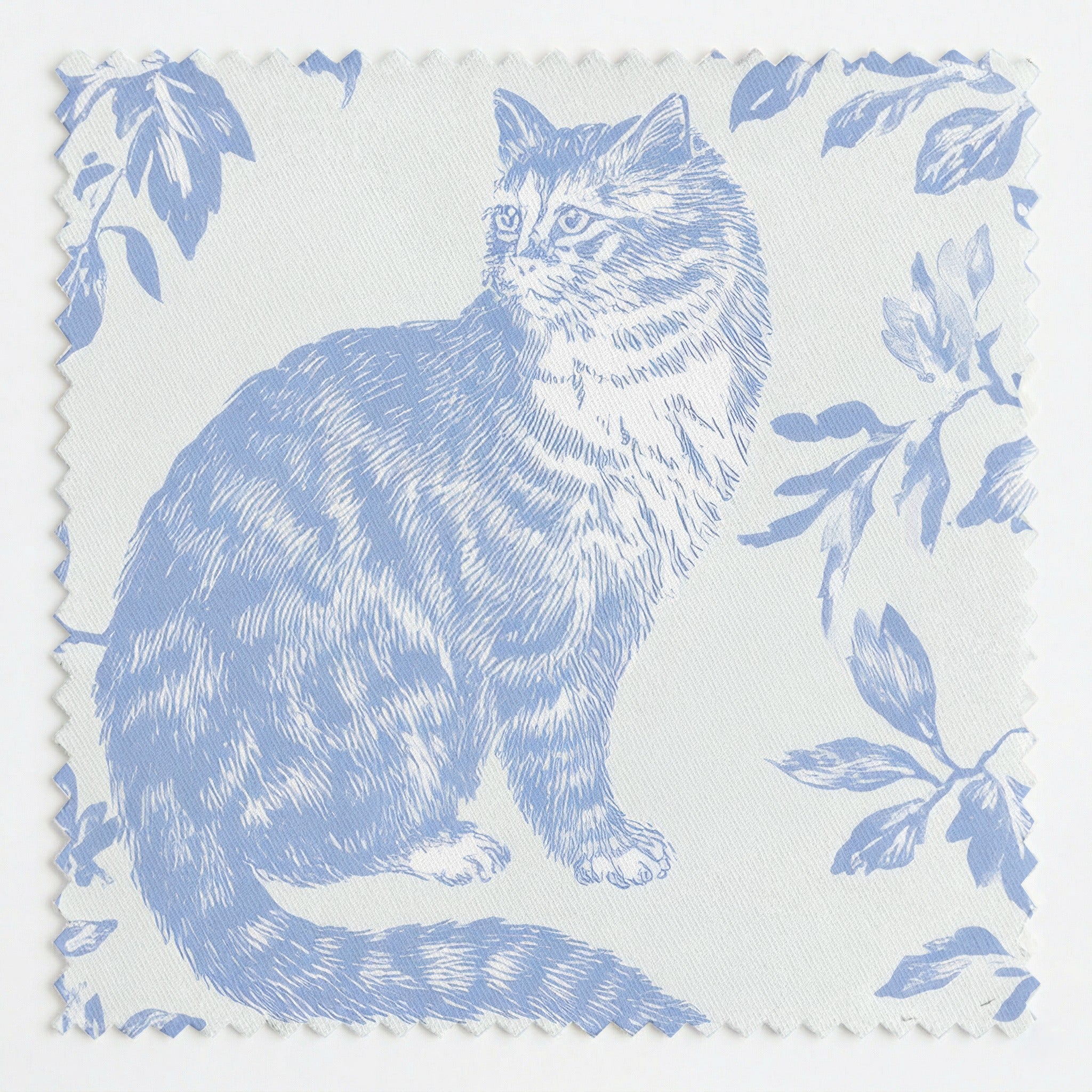 Blue Cat Toile - Fabric - Linen Rowe
