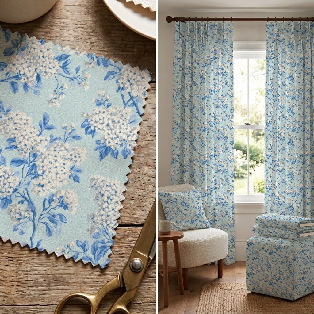 Blue Chinoiserie Trellis - Fabric - Linen Rowe