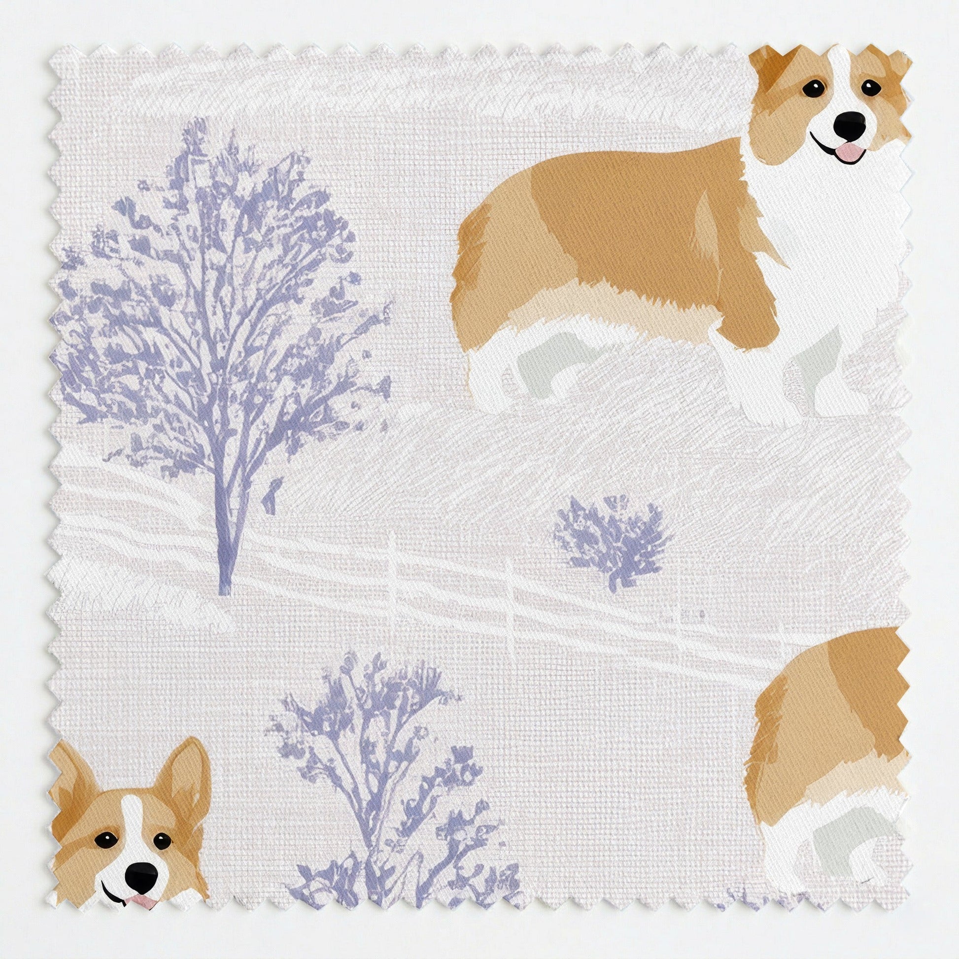 Blue Corgi Pasture - Fabric - Linen Rowe