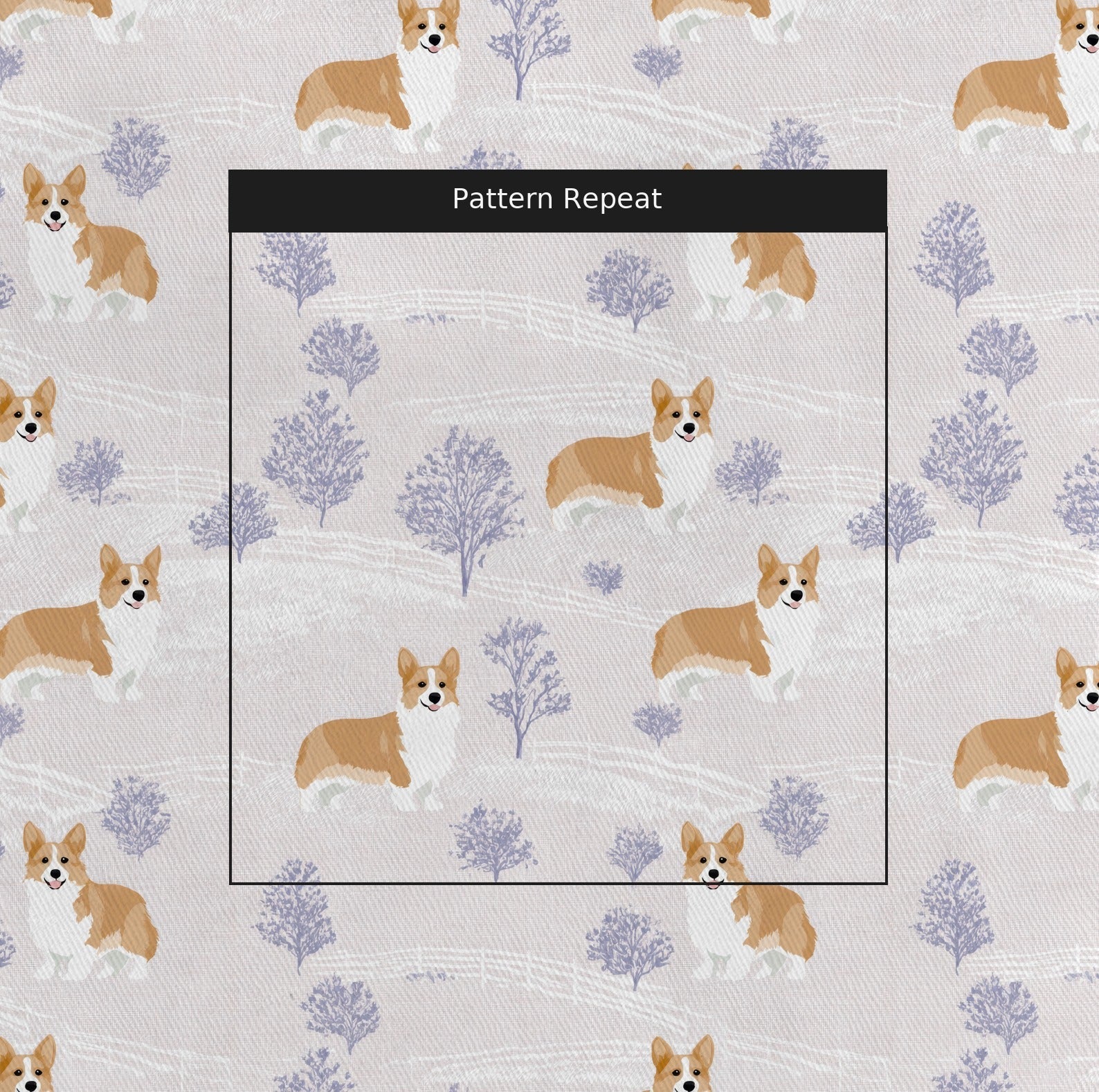 Blue Corgi Pasture - Fabric - Linen Rowe