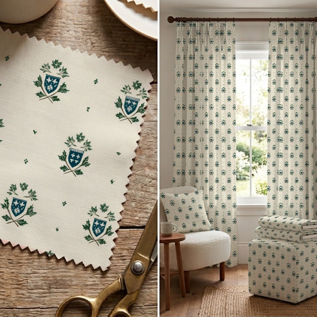 Blue Crests - Fabric - Linen Rowe