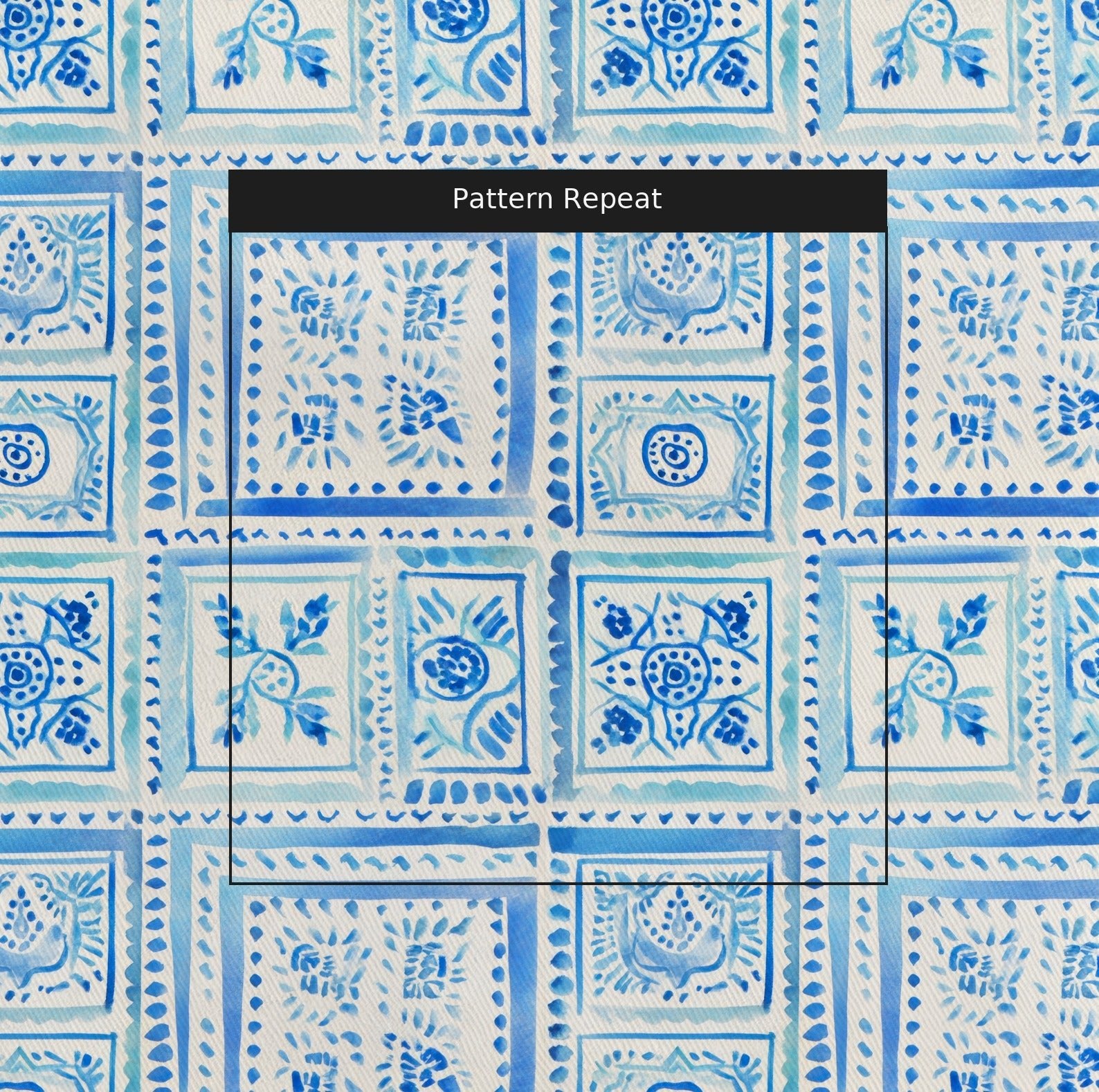 Blue Delft Mahjong Mats - Fabric - Linen Rowe