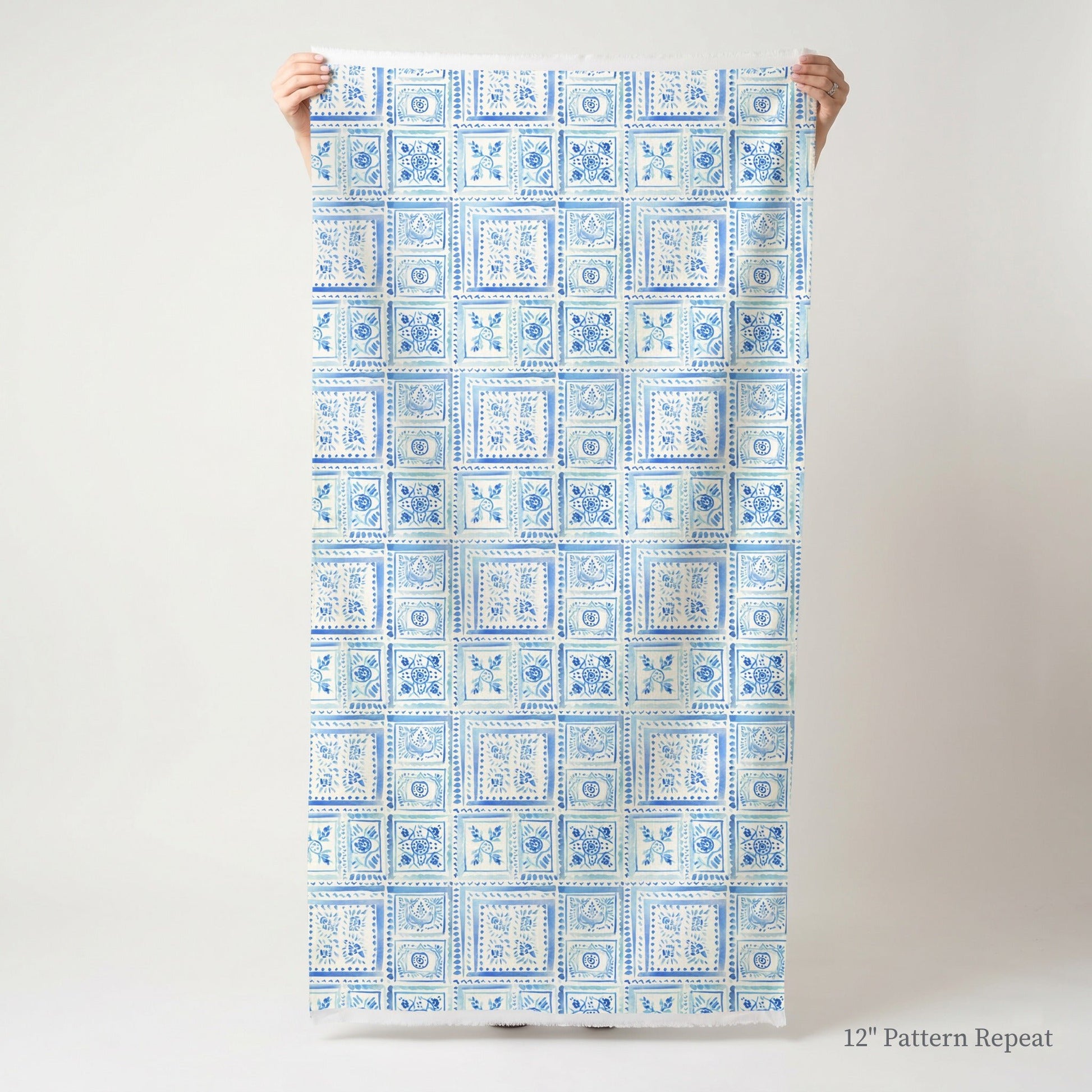 Blue Delft Mahjong Mats - Fabric - Linen Rowe