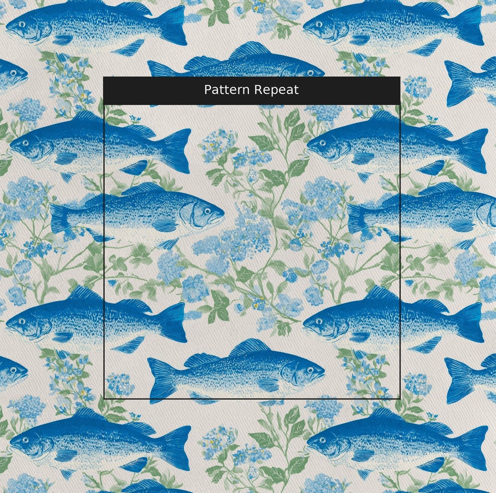 Blue Fish Lake - Fabric - Linen Rowe