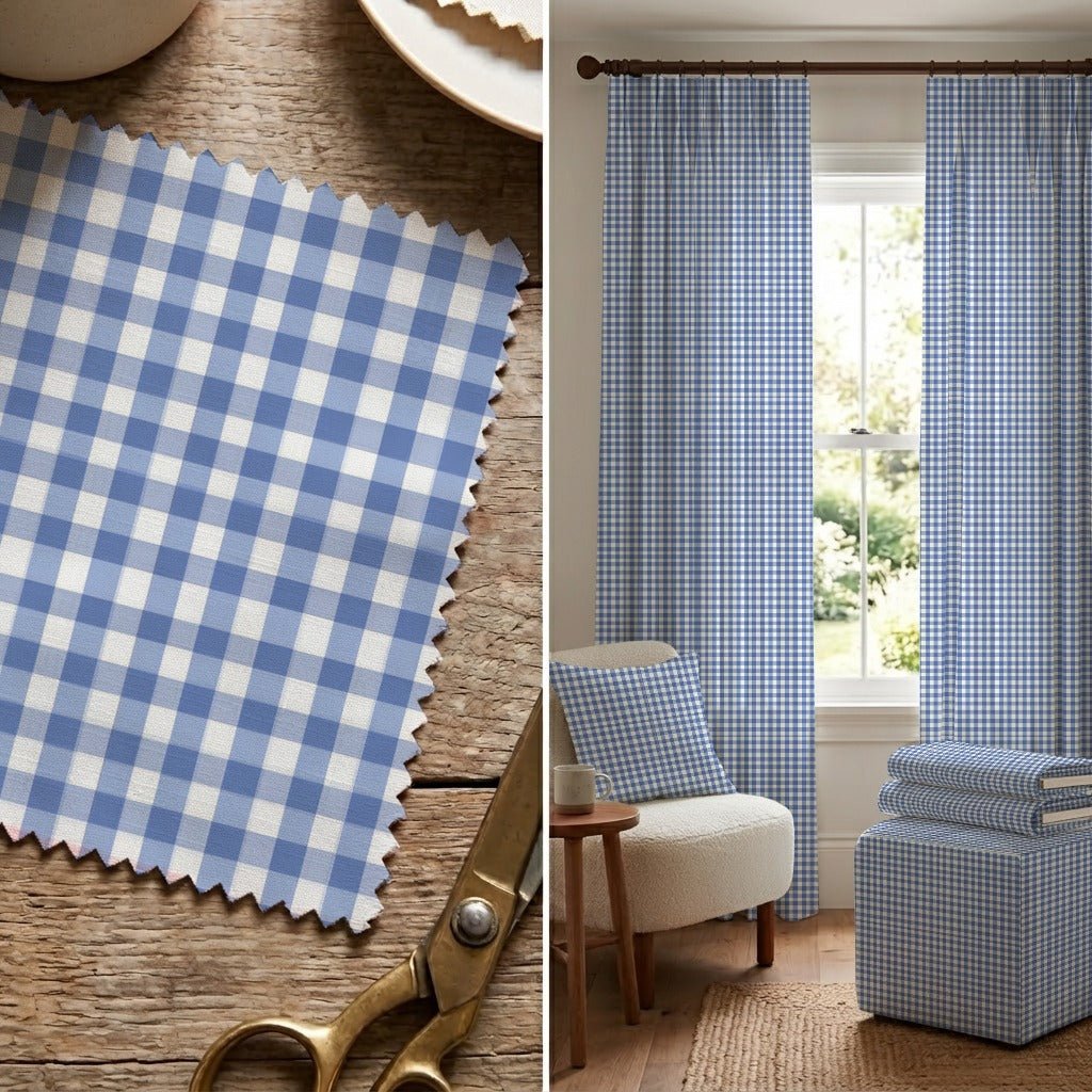 Blue Gingham - Fabric - Linen Rowe