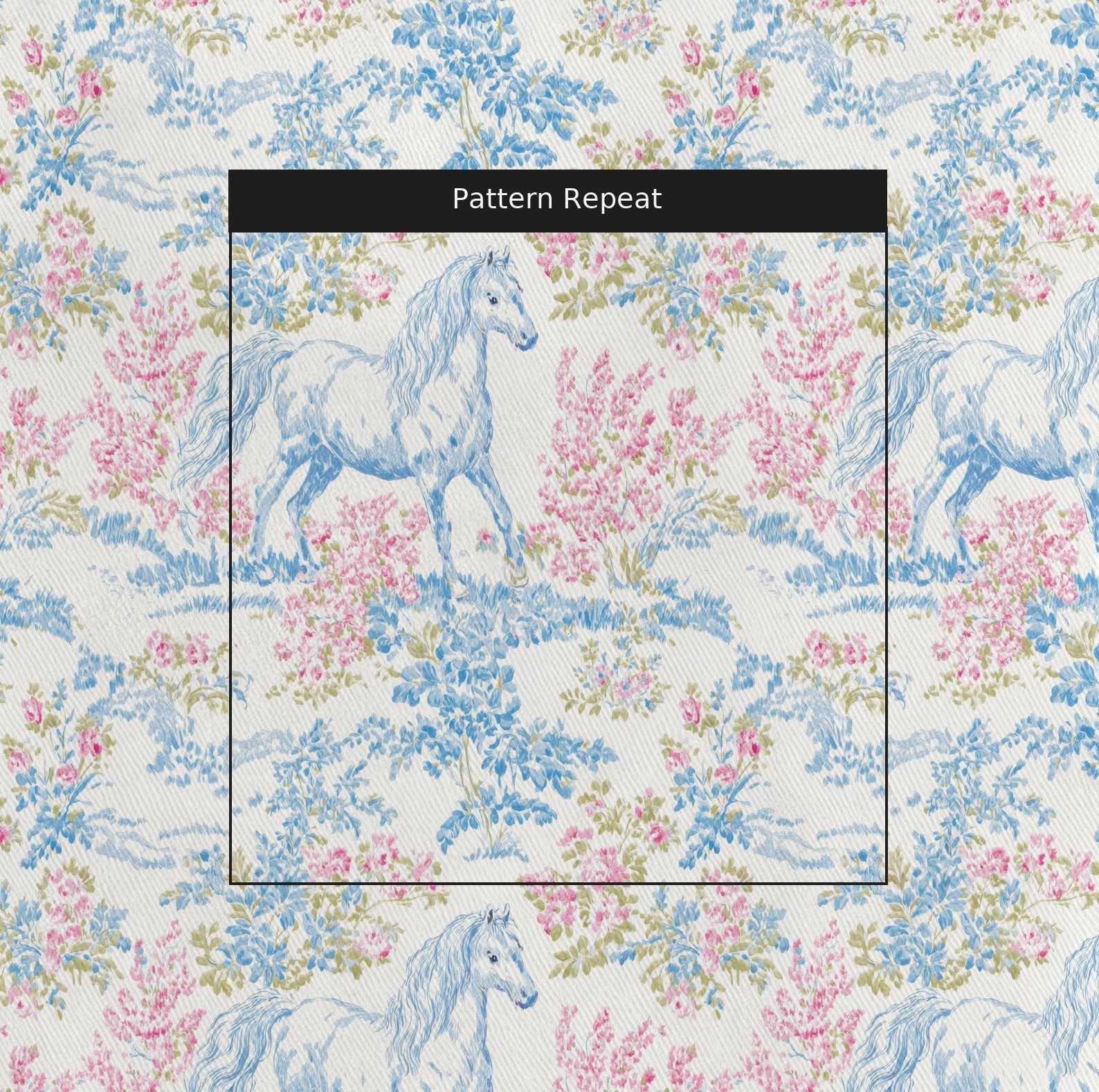 Blue Horse Toile - Fabric - Linen Rowe