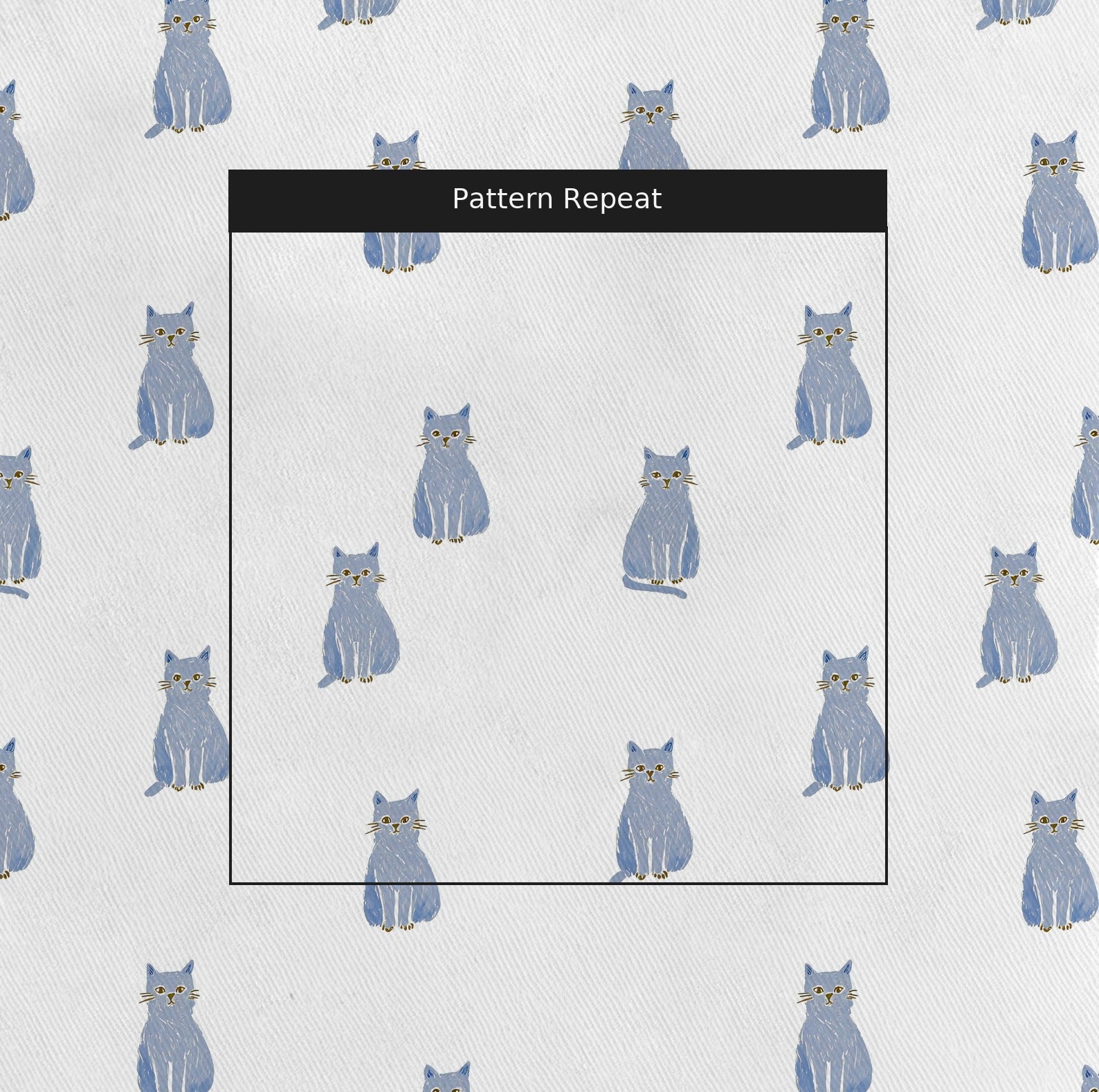 Blue Russian Blue Cats - Fabric - Linen Rowe