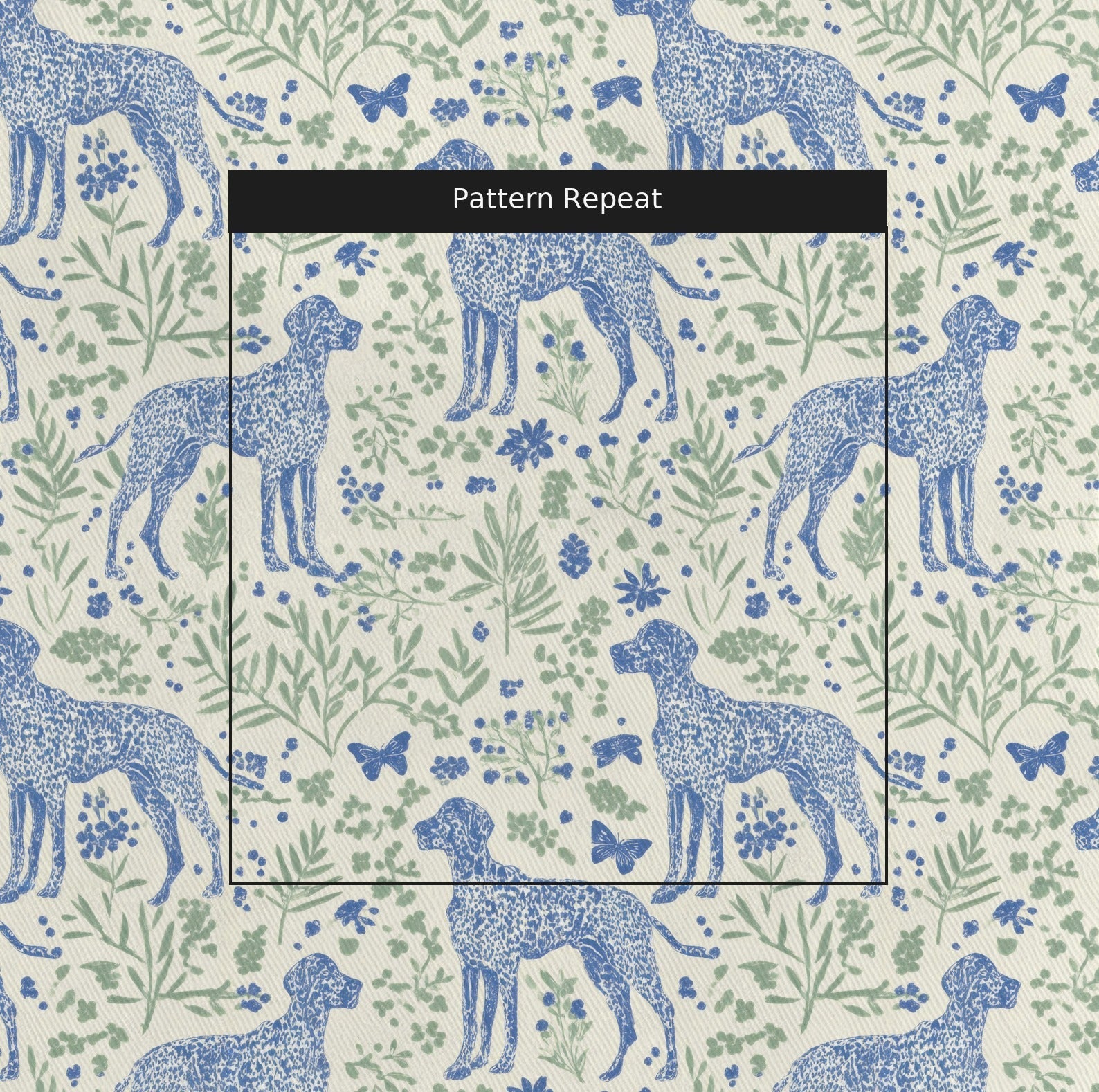 Blue Spotted German Pointer - Fabric - Linen Rowe