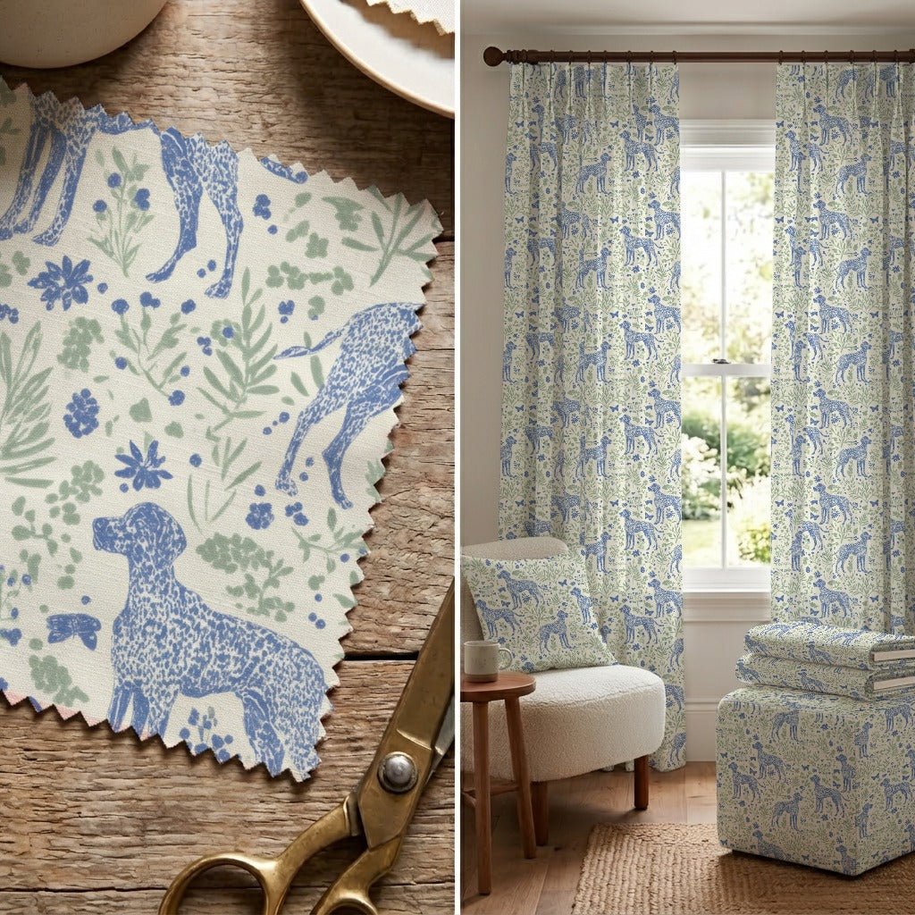 Blue Spotted German Pointer - Fabric - Linen Rowe