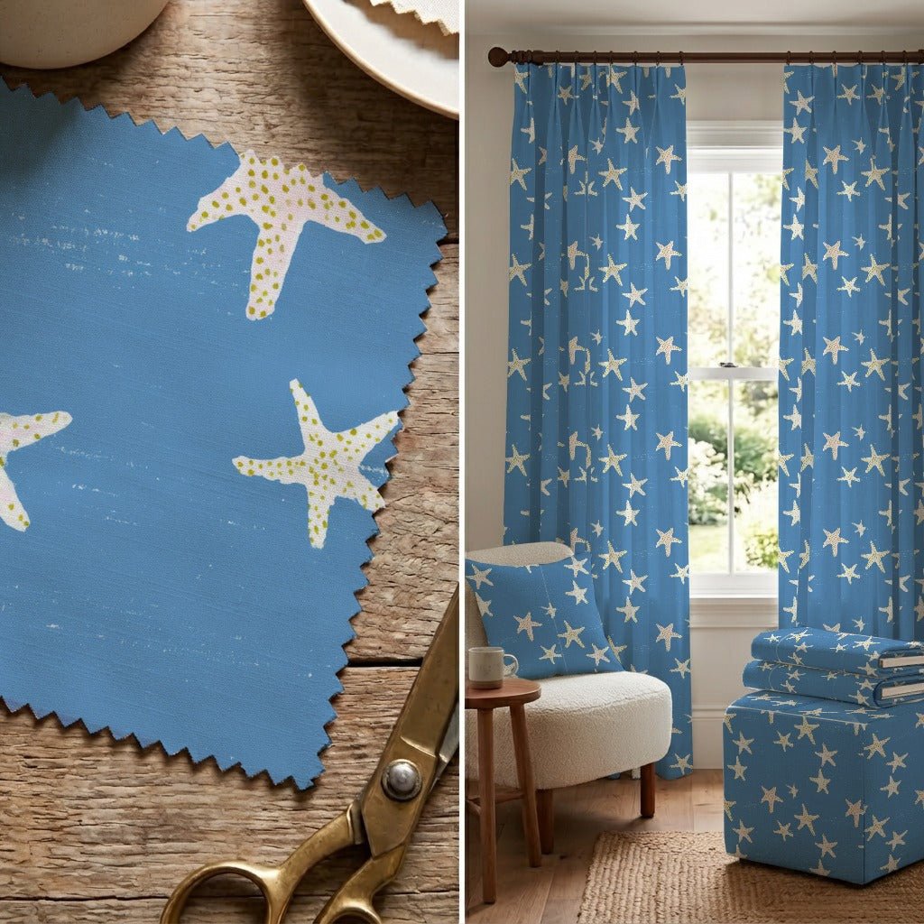 Blue Starfish - Fabric - Linen Rowe
