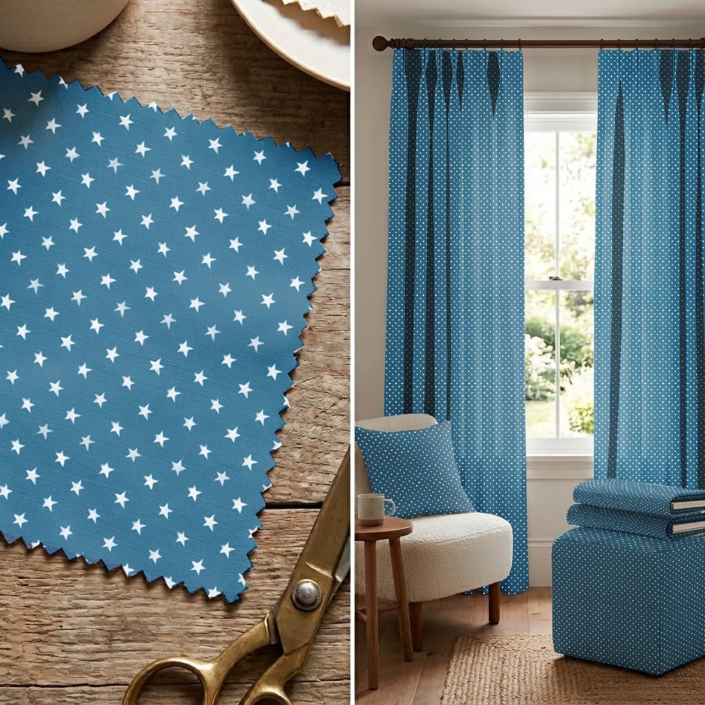 Blue Stars - Fabric - Linen Rowe