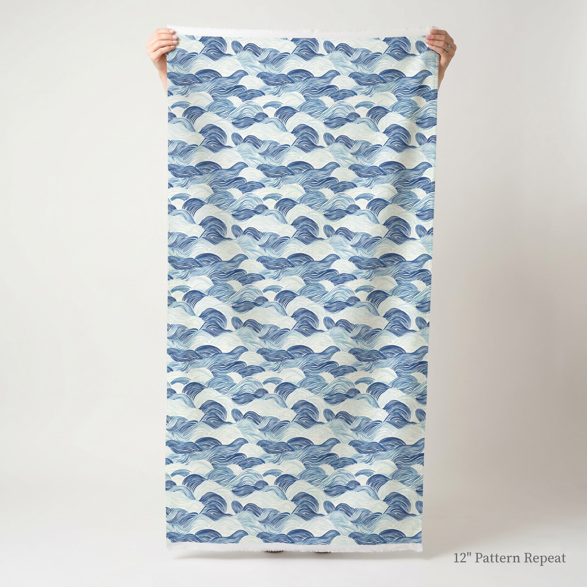 Blue Waves - Fabric - Linen Rowe