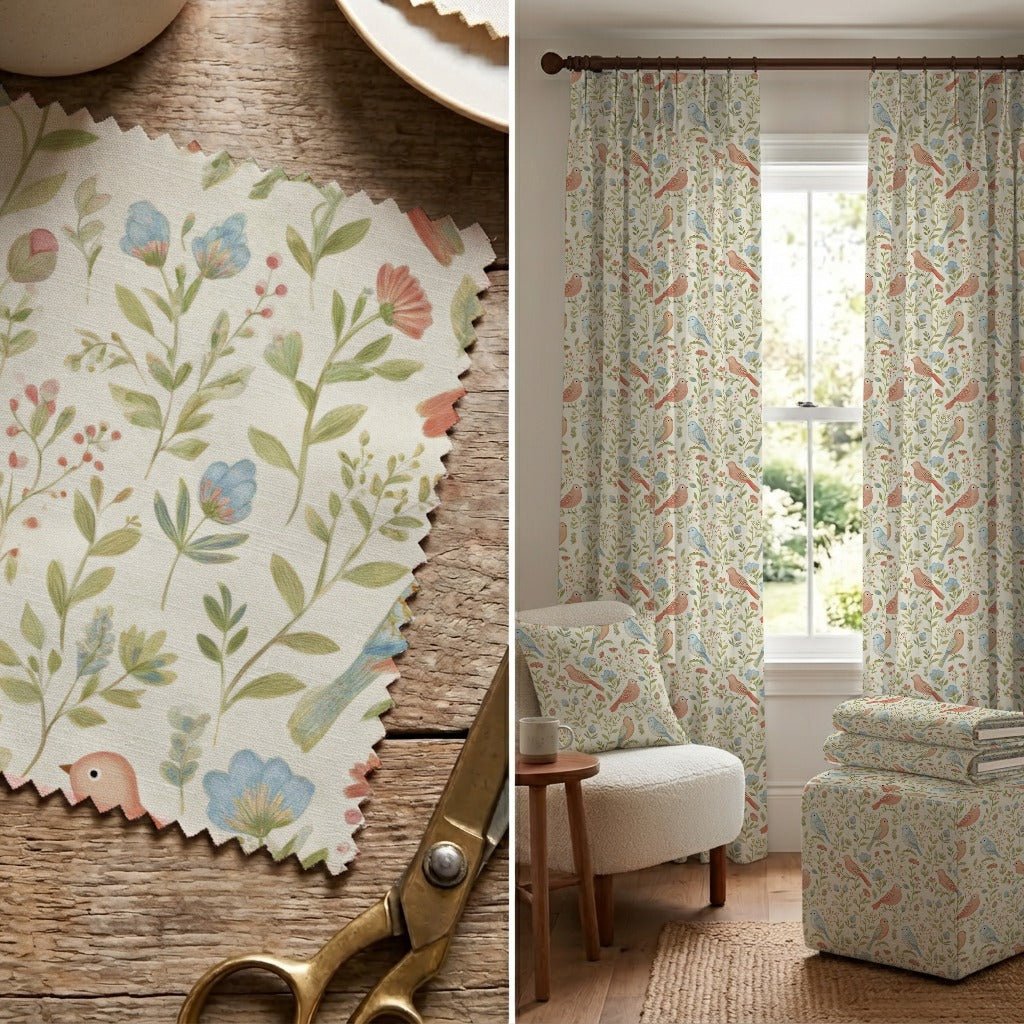 Blues and Reds - Fabric - Linen Rowe