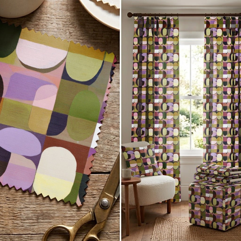 Bold Oval Patchwork - Fabric - Linen Rowe