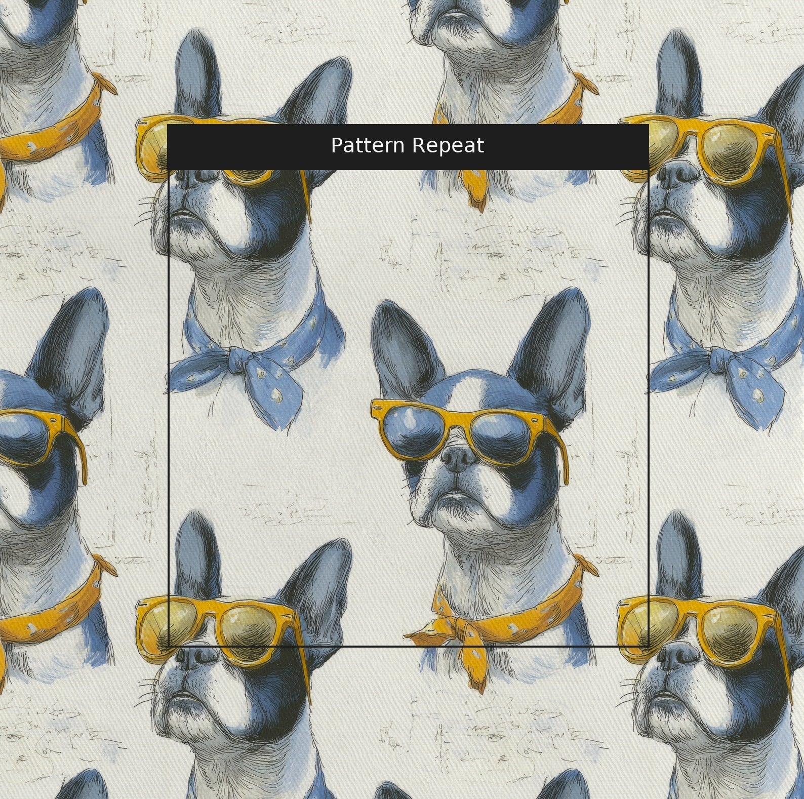 Boston Terrier Cool Shades - Fabric - Linen Rowe