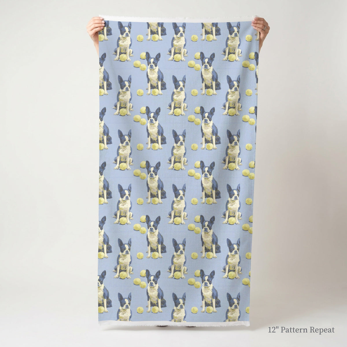 Boston Terrier Go Fetch - Fabric - Linen Rowe