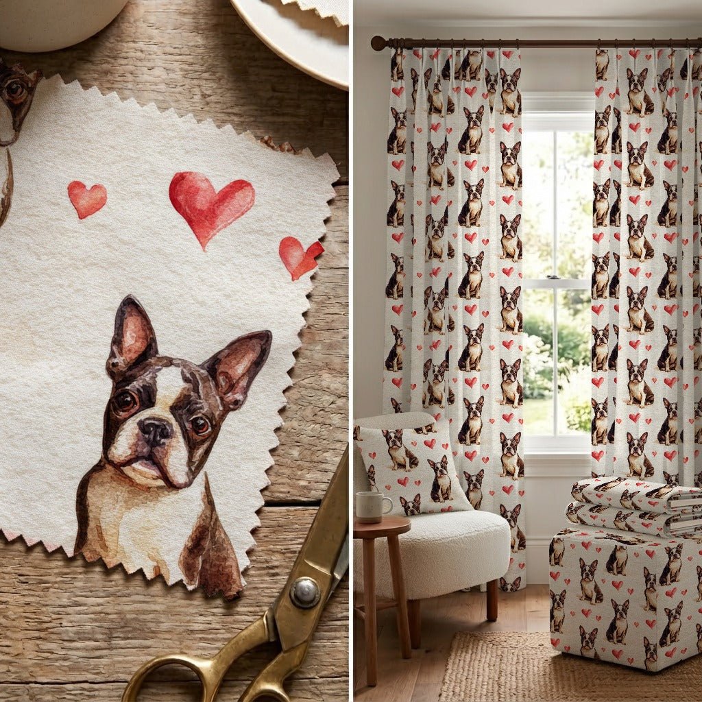 Boston Terrier Sweetheart - Fabric - Linen Rowe