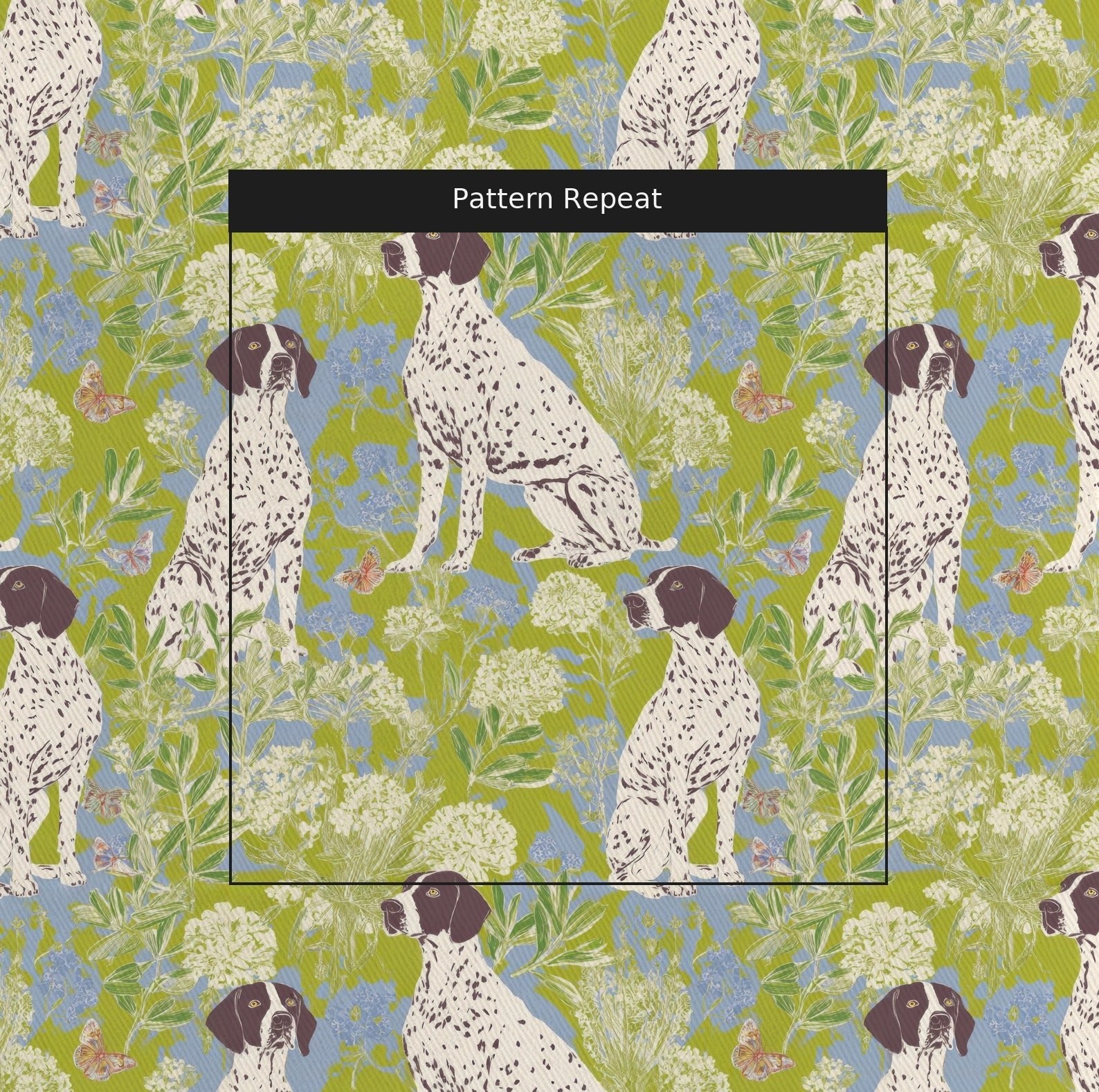 Botanical German Pointer - Fabric - Linen Rowe