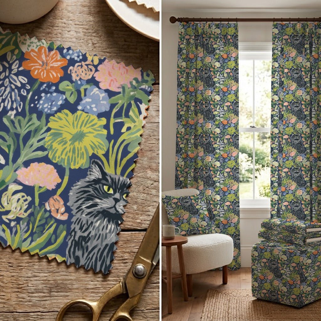 Botanical Maine Coon - Fabric - Linen Rowe