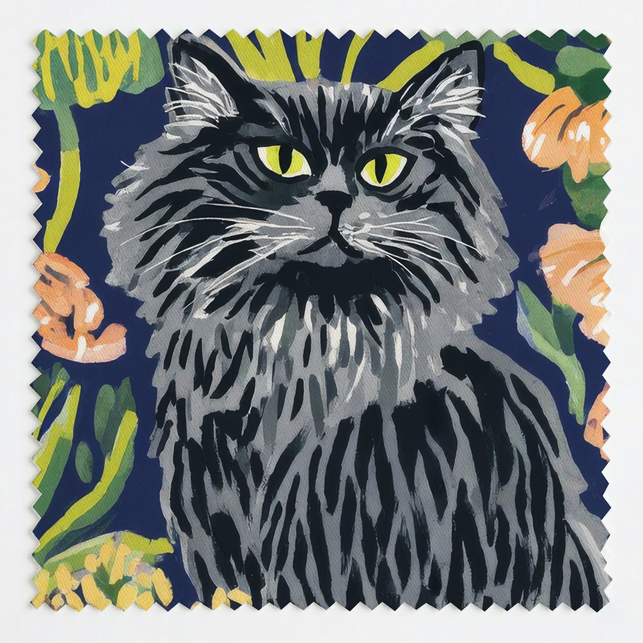 Botanical Maine Coon - Fabric - Linen Rowe
