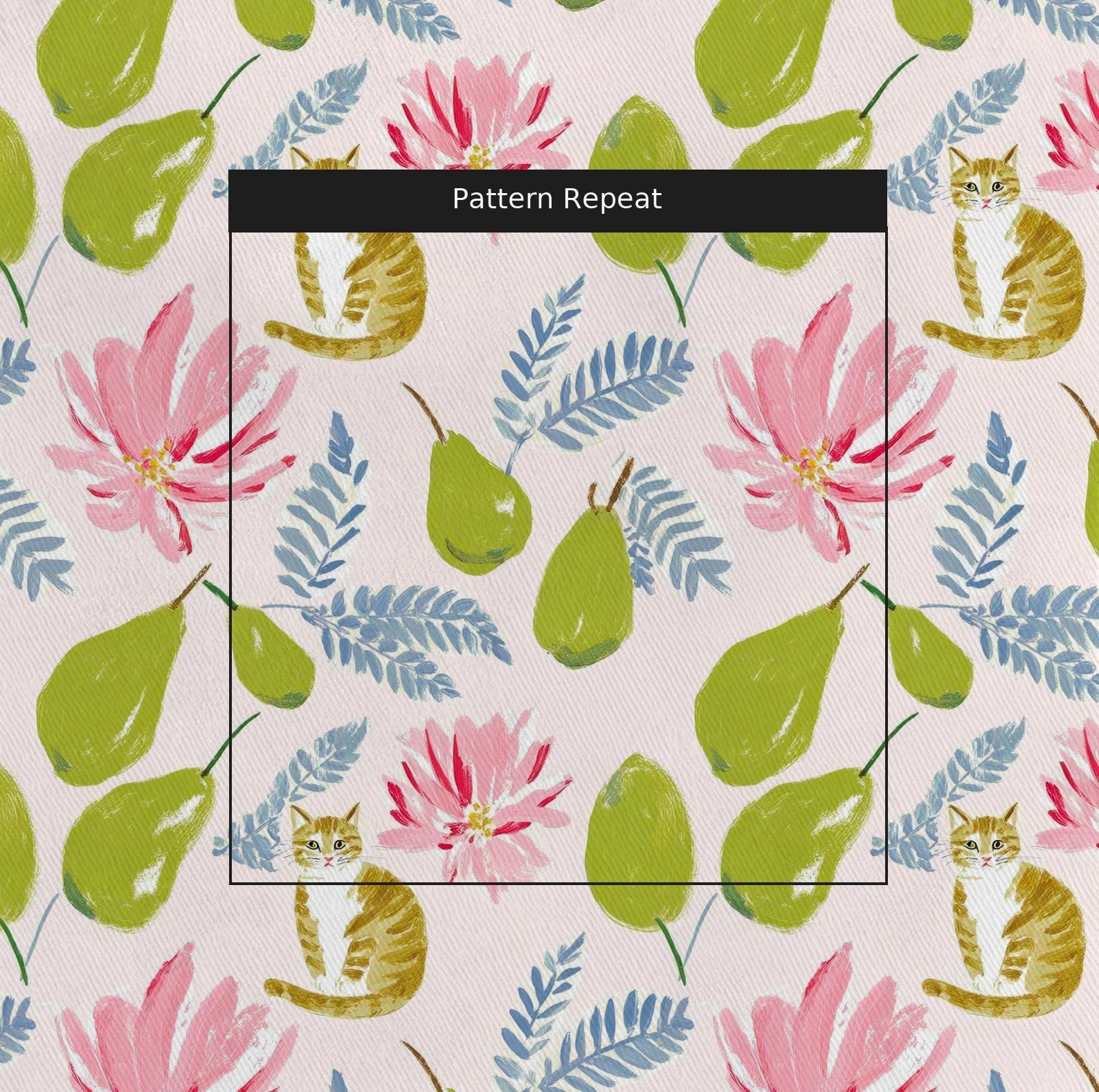 Botanical Orange Tabby - Fabric - Linen Rowe