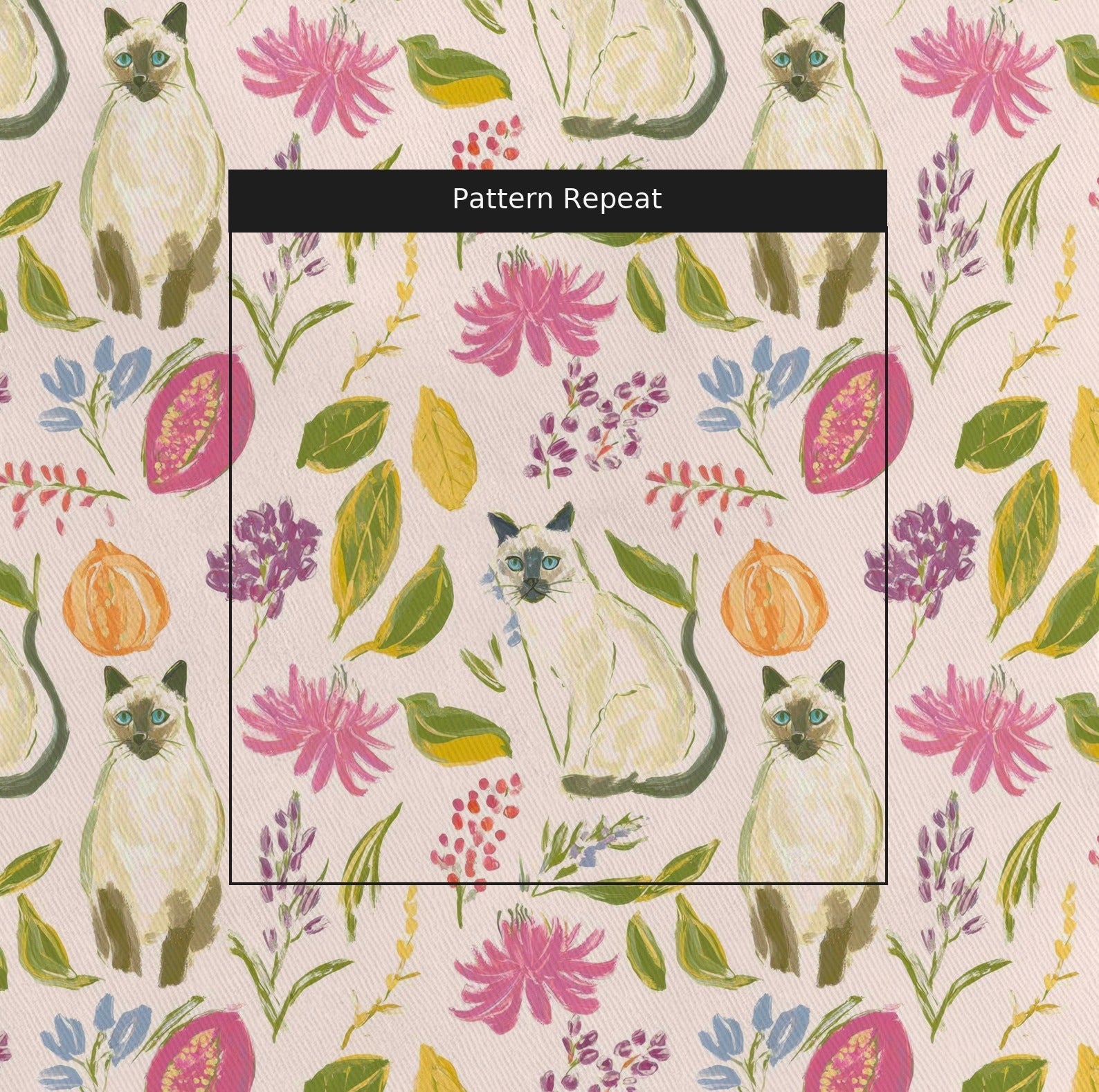Botanical Siamese - Fabric - Linen Rowe
