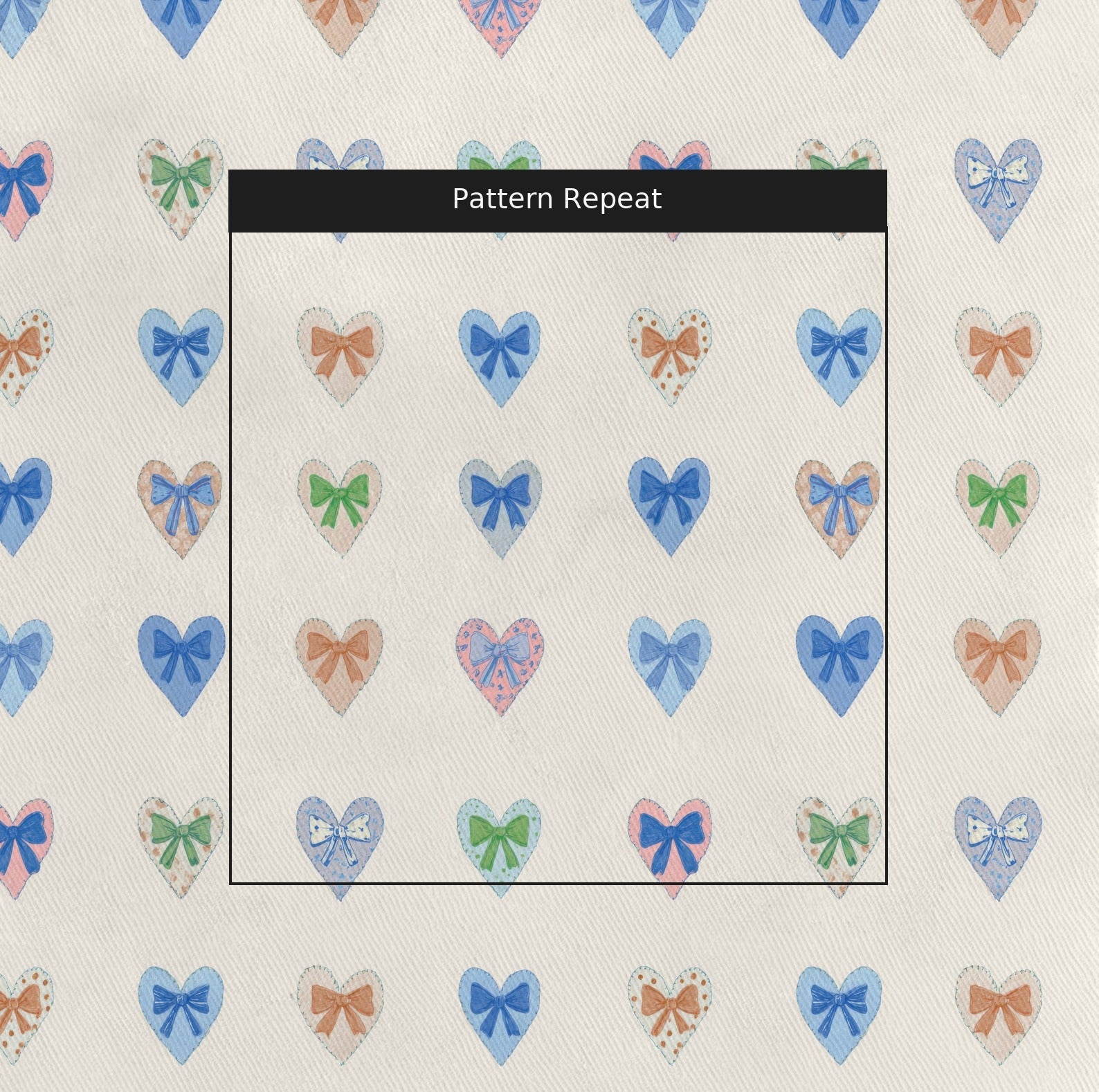 Bow Hearts - Fabric - Linen Rowe