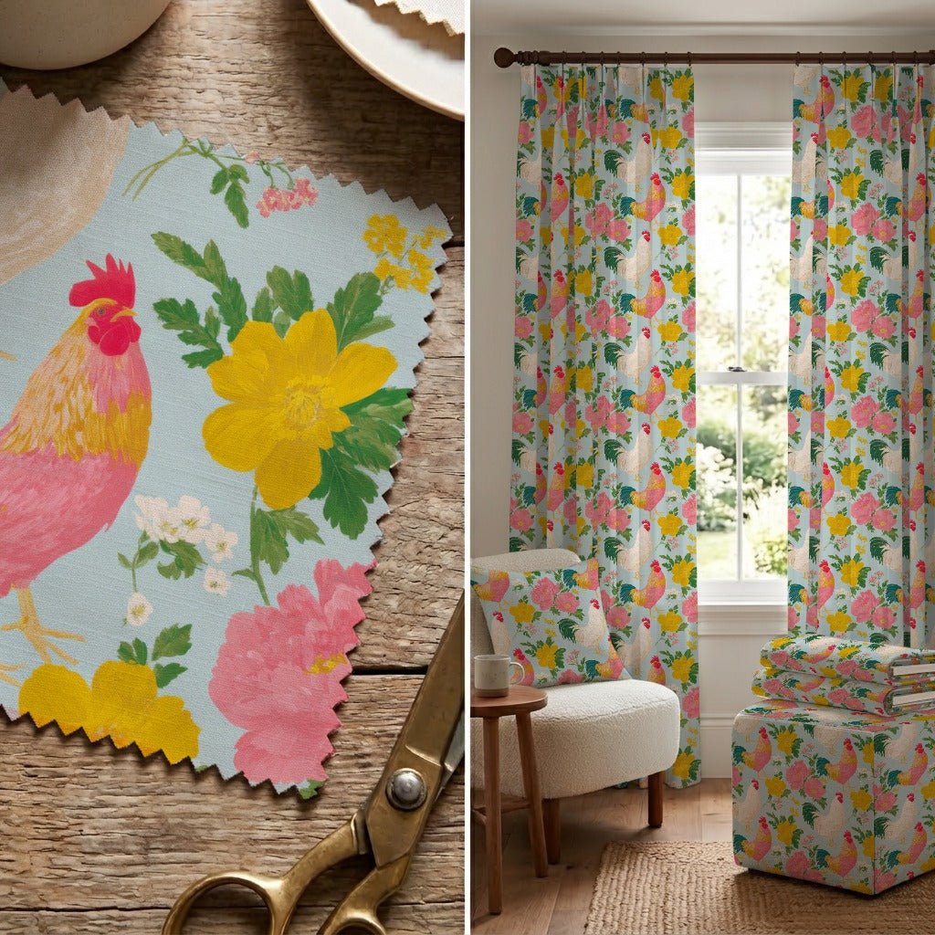 Bright Rooster - Fabric - Linen Rowe
