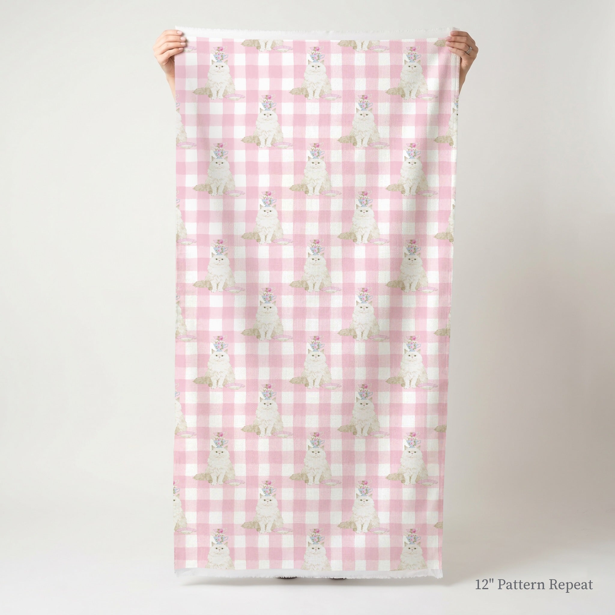 British Shorthair Tea Party - Fabric - Linen Rowe