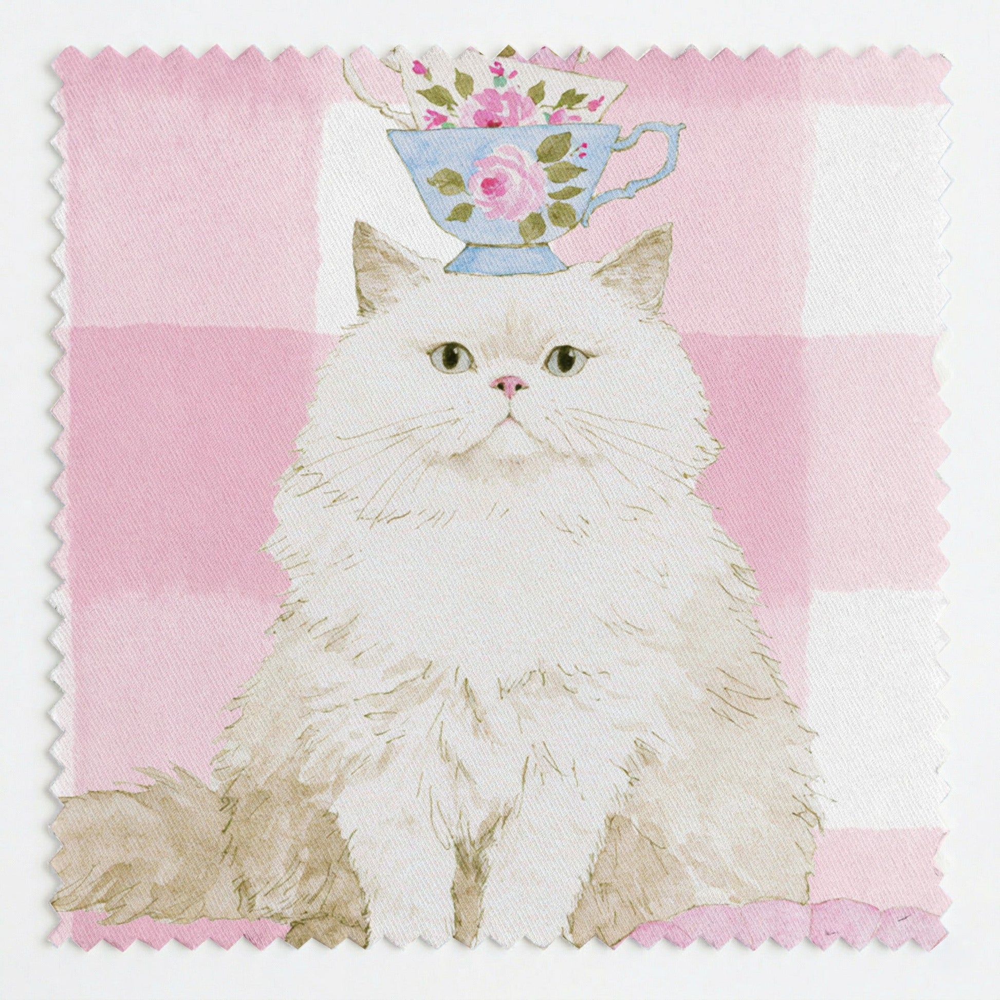 British Shorthair Tea Party - Fabric - Linen Rowe