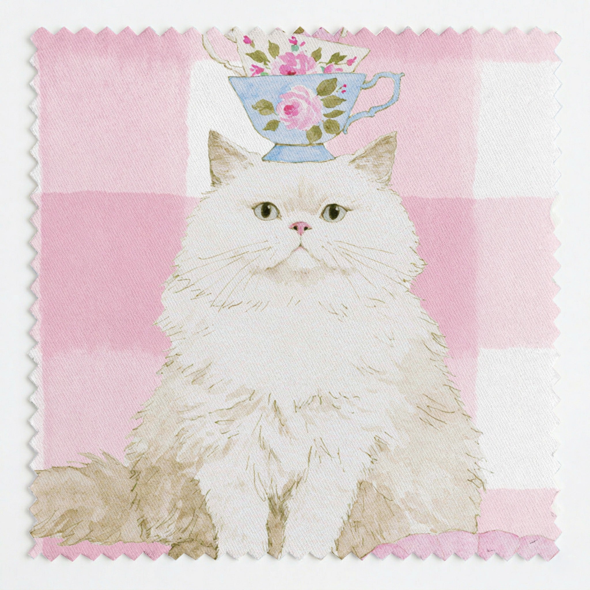 British Shorthair Tea Party - Fabric - Linen Rowe