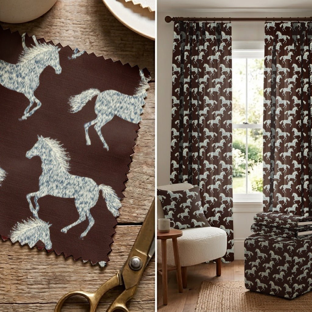 Brown Horse Stamp - Fabric - Linen Rowe