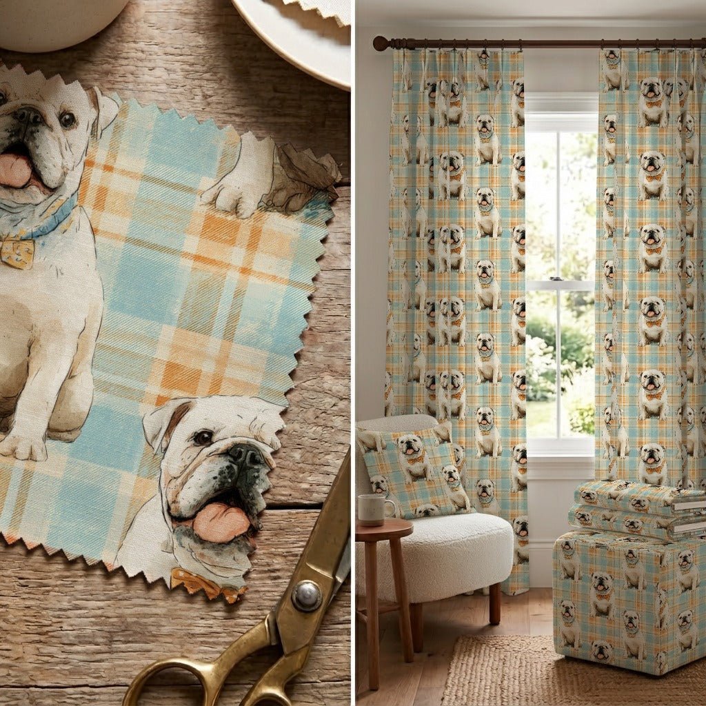Bulldog Cottage Plaid - Fabric - Linen Rowe