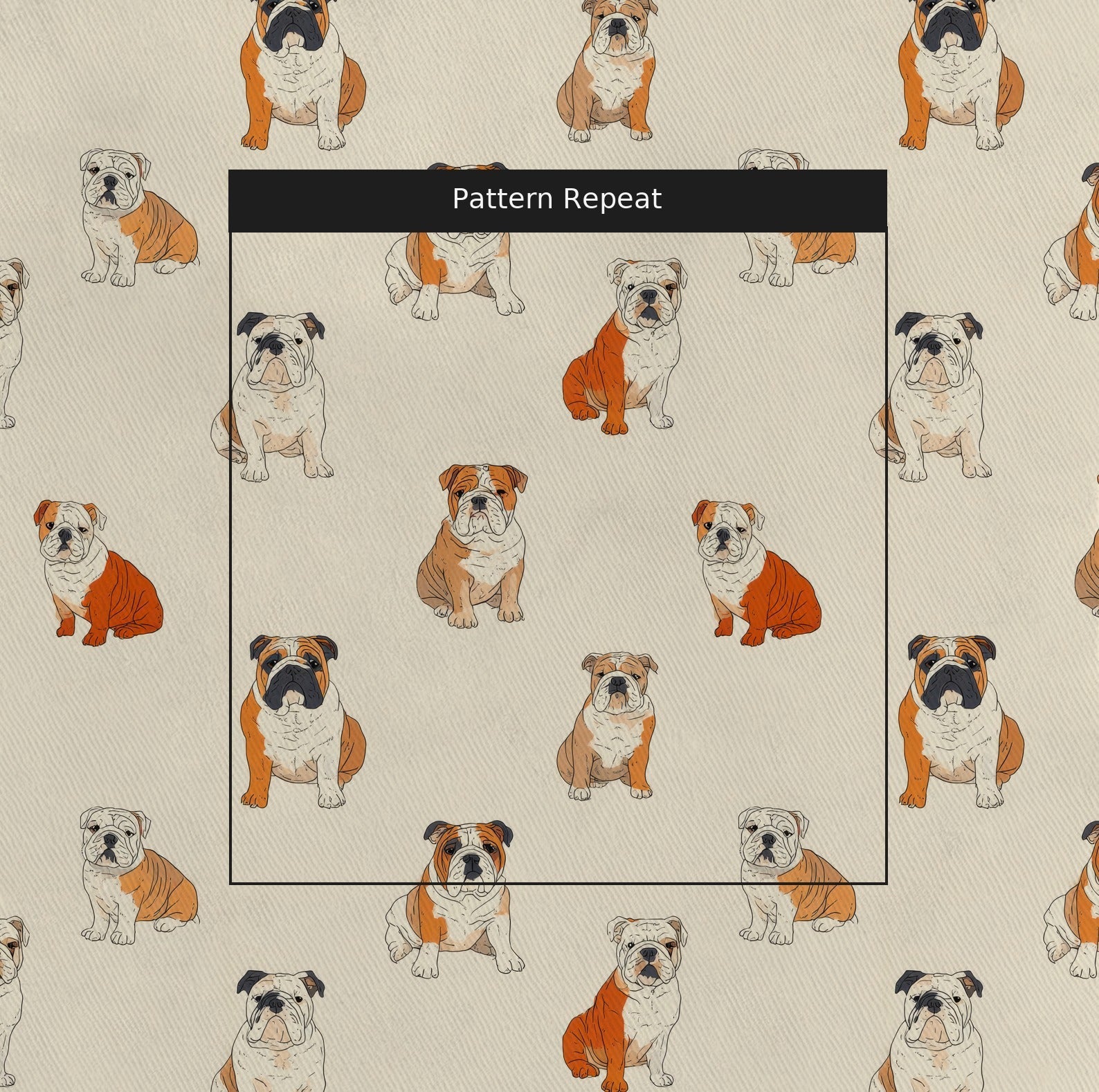 Bulldog Ditsy Cream - Fabric - Linen Rowe