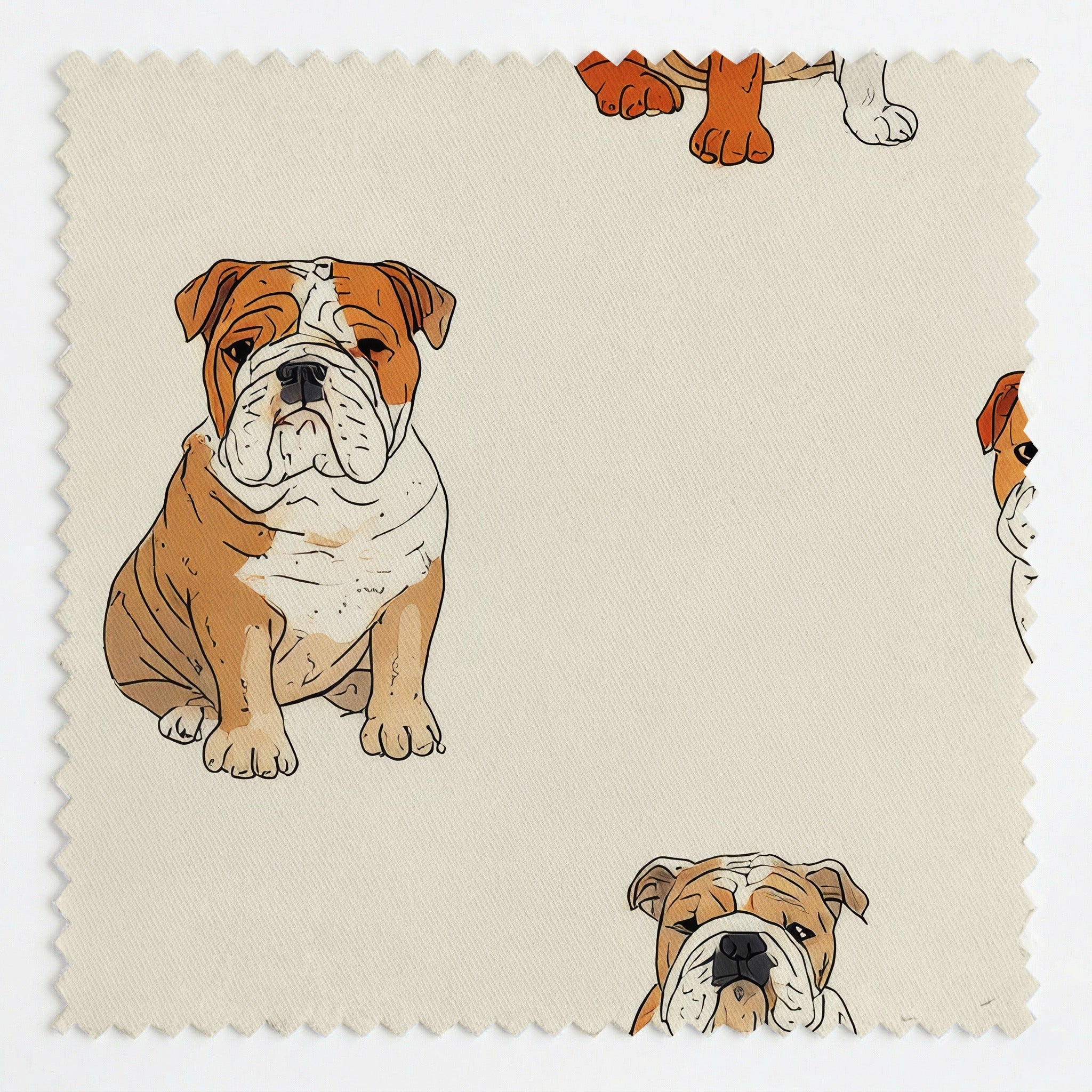 Bulldog Ditsy Cream - Fabric - Linen Rowe