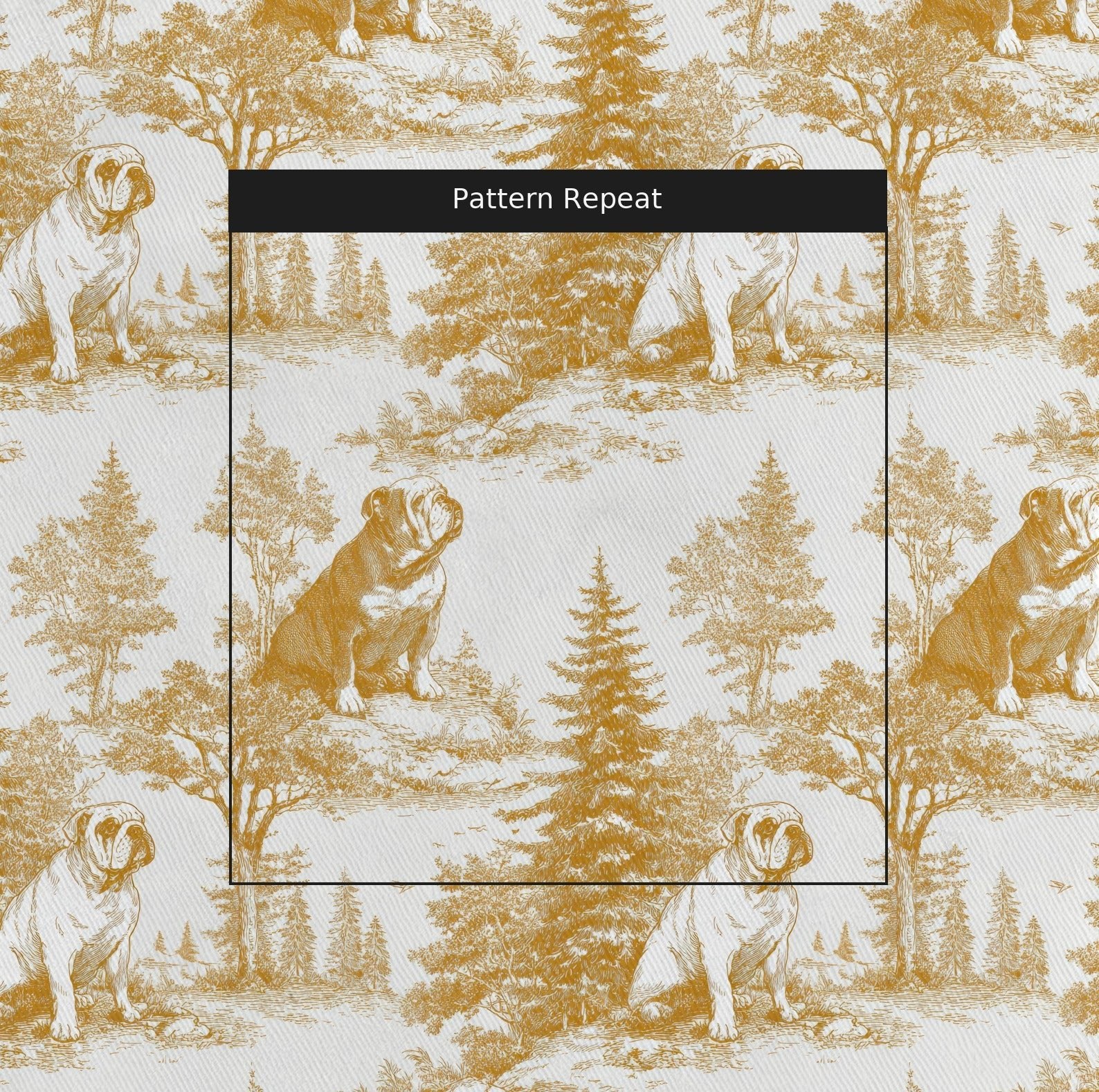 Bulldog Forest Toile - Fabric - Linen Rowe